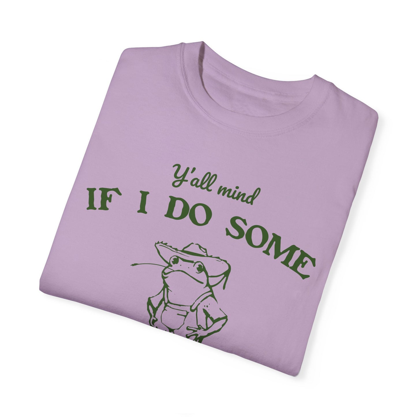 T-shirt unisexe teint en pièce avec motif drôle de grenouille