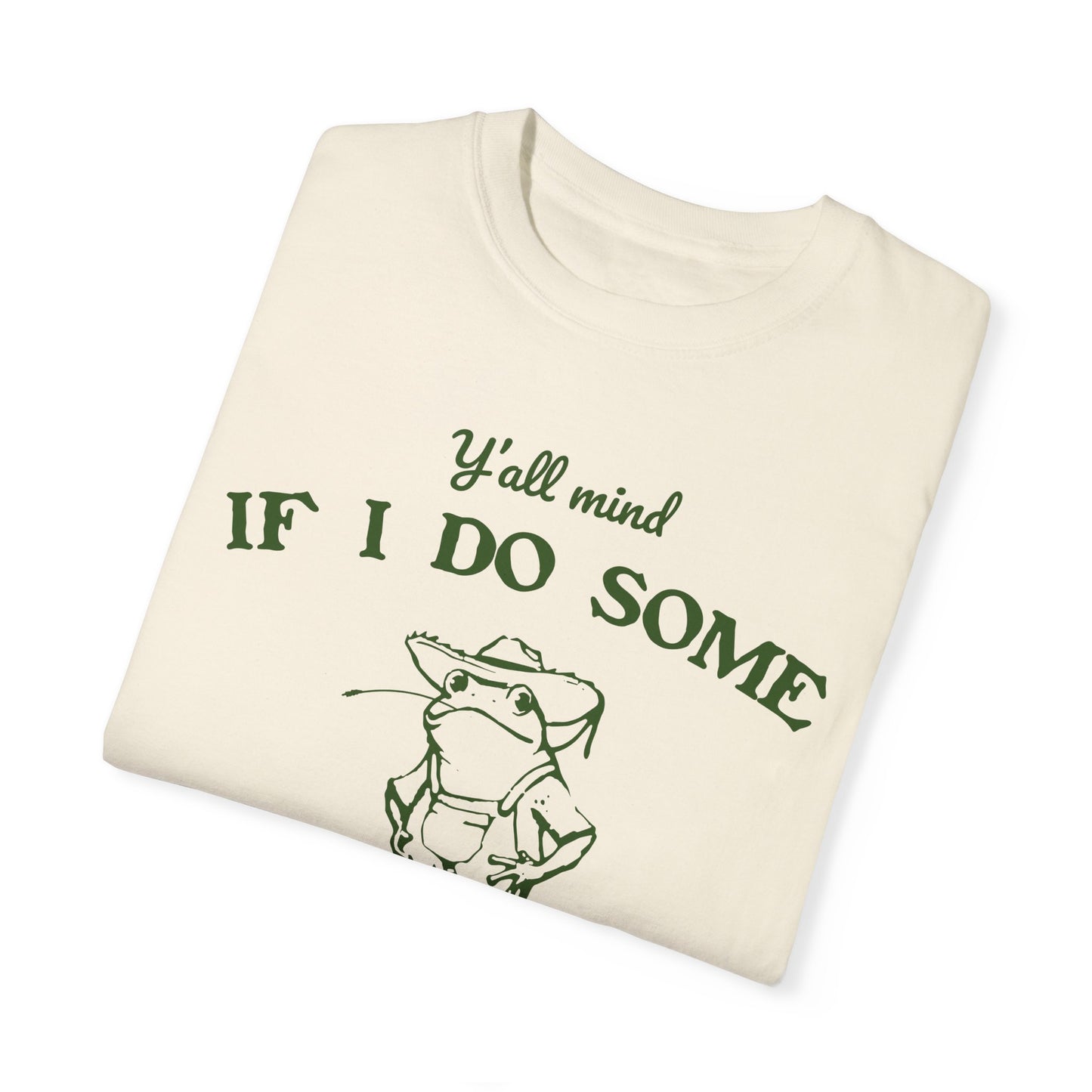 T-shirt unisexe teint en pièce avec motif drôle de grenouille