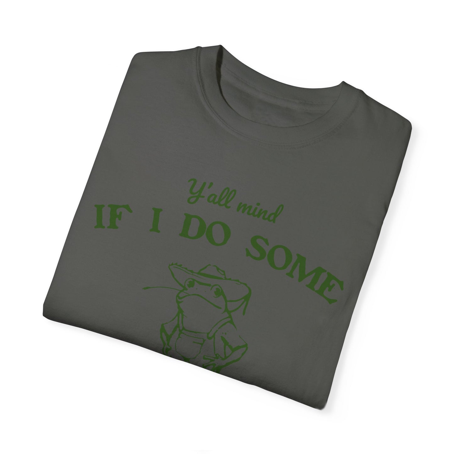 T-shirt unisexe teint en pièce avec motif drôle de grenouille
