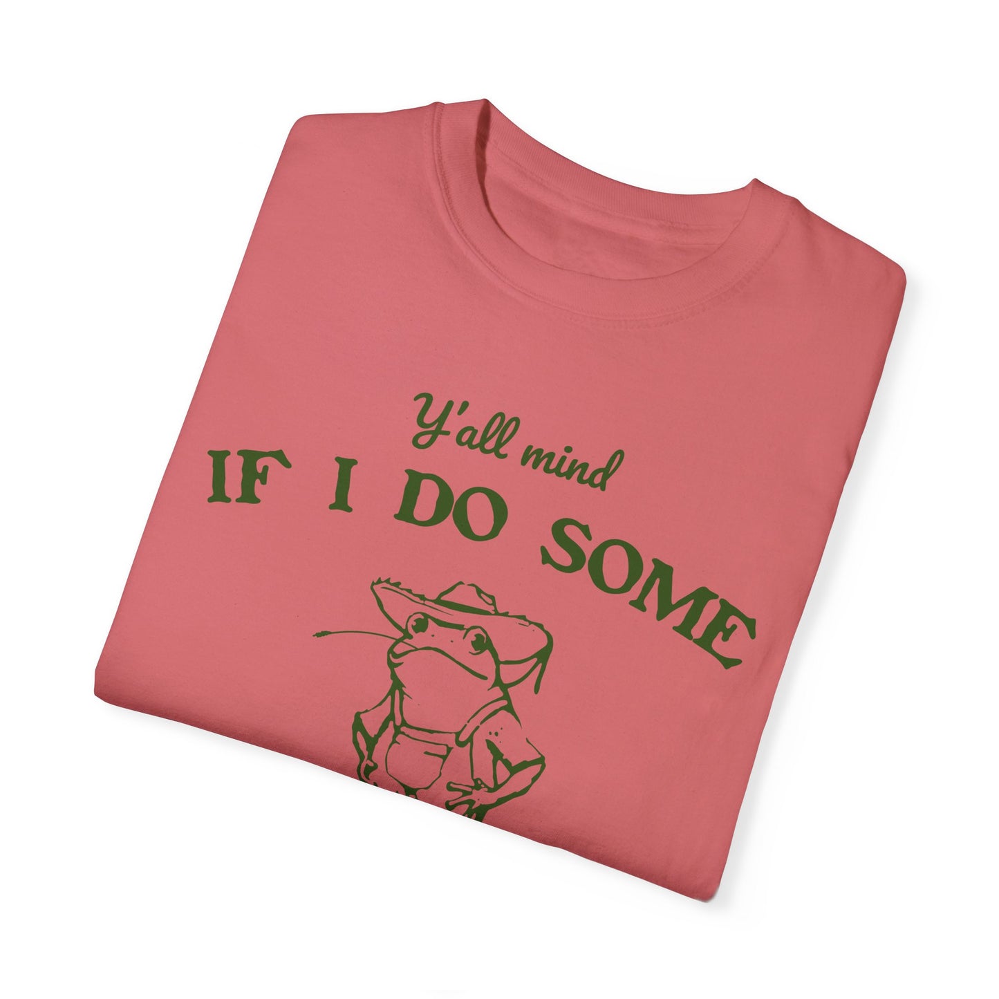 T-shirt unisexe teint en pièce avec motif drôle de grenouille
