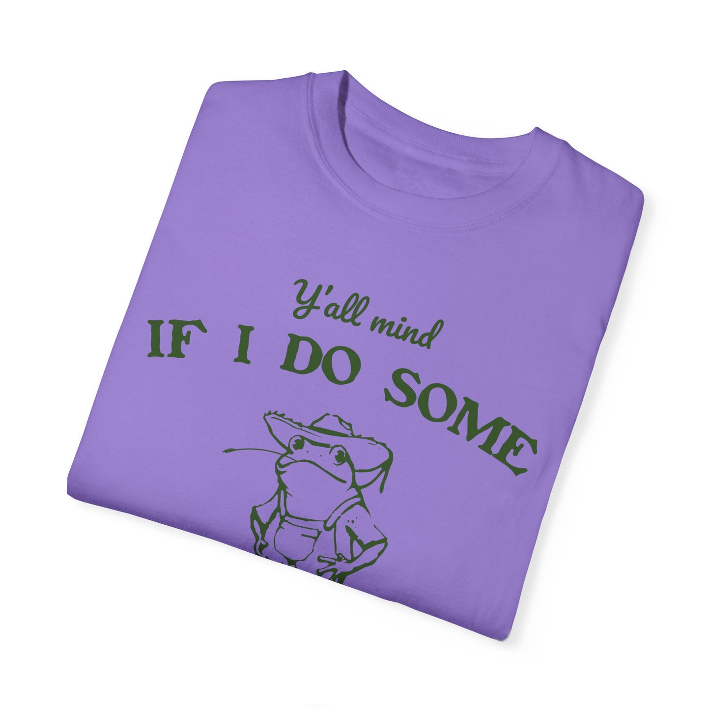 T-shirt unisexe teint en pièce avec motif drôle de grenouille