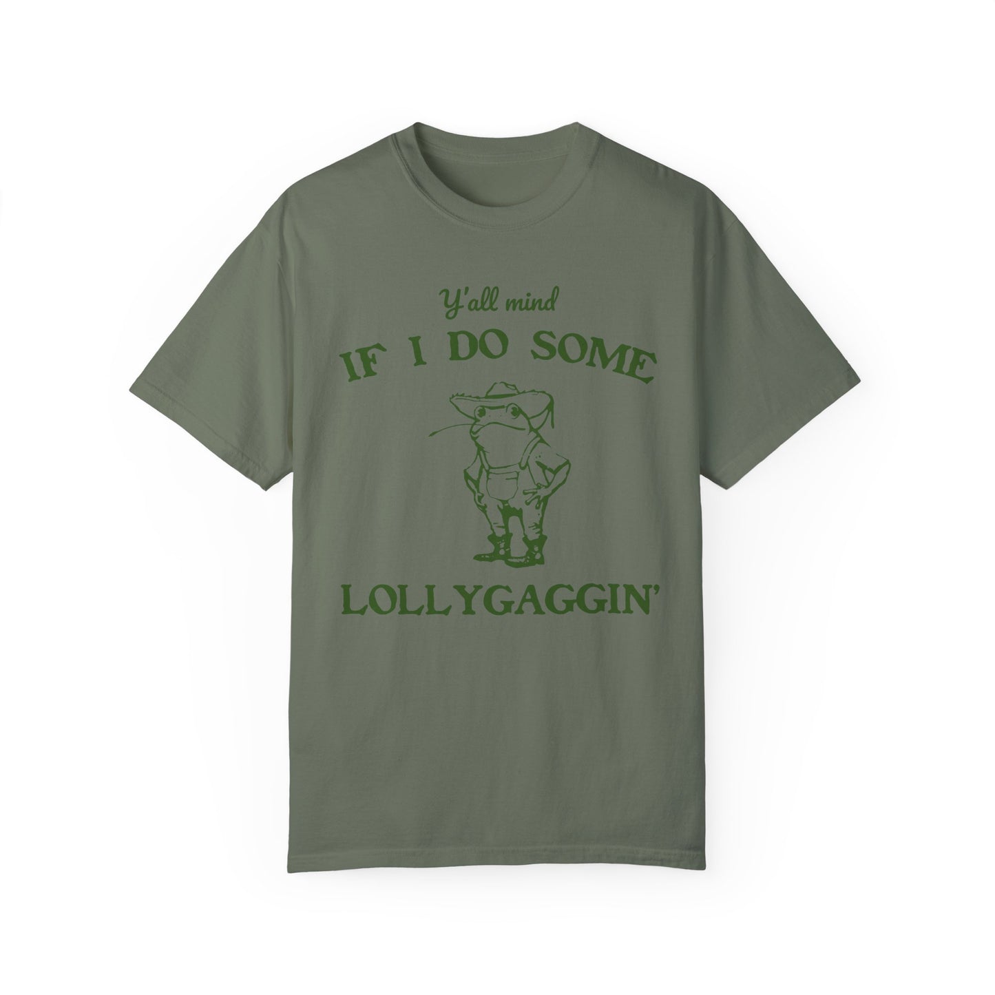 T-shirt unisexe teint en pièce avec motif drôle de grenouille