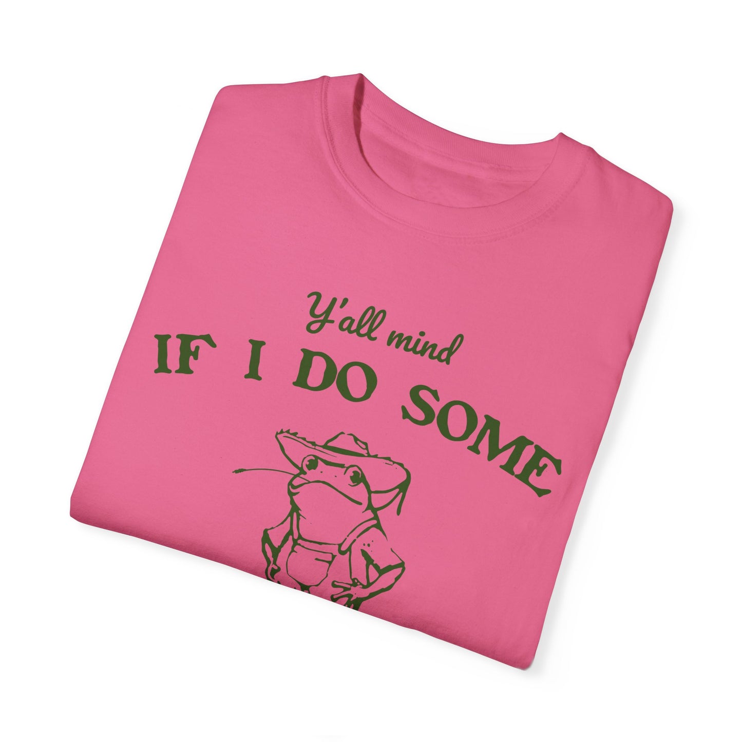 T-shirt unisexe teint en pièce avec motif drôle de grenouille