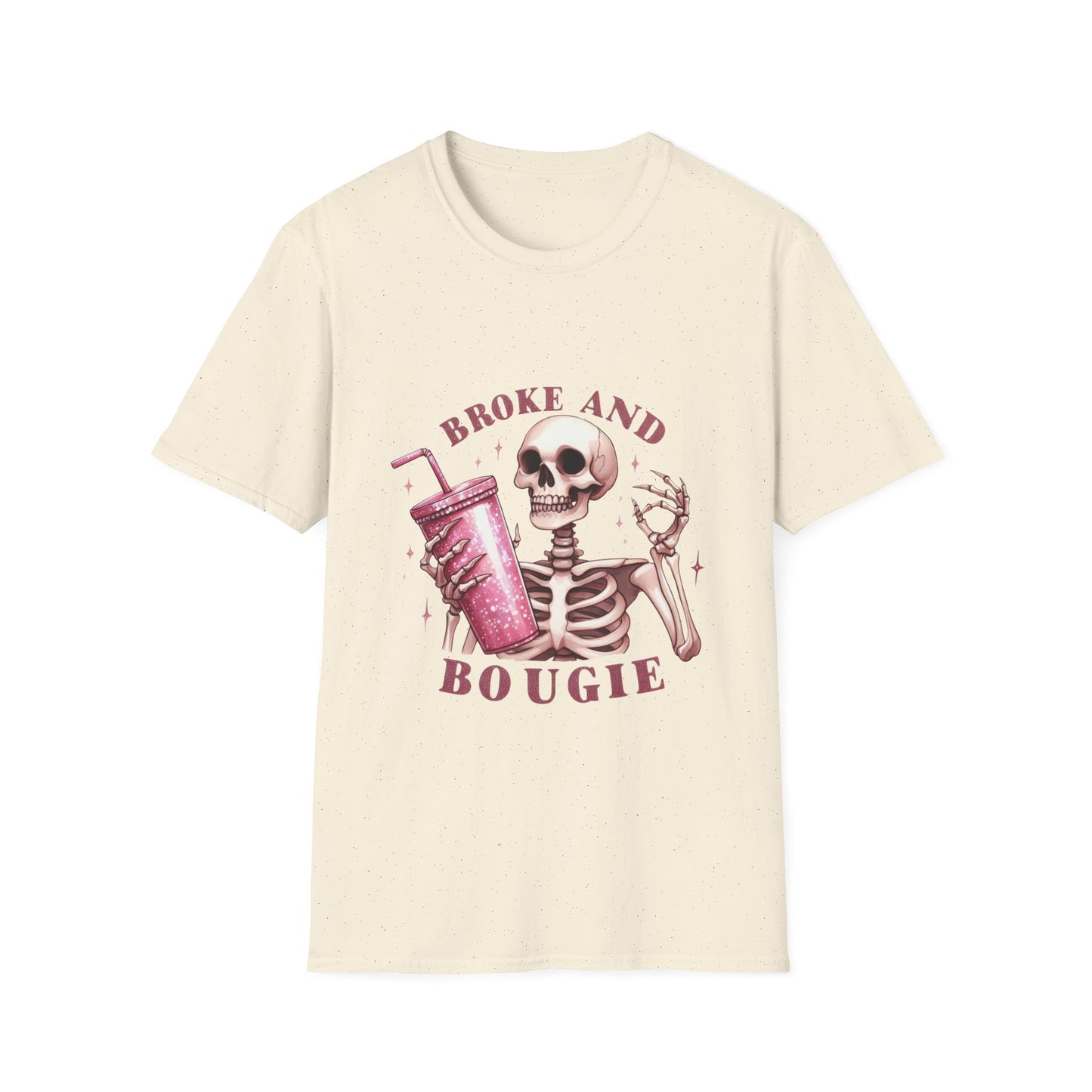 Broke and Boujie Skeleton Unisex Softstyle T-Shirt - Moon & Starr Handcrafted Jewelry && More!