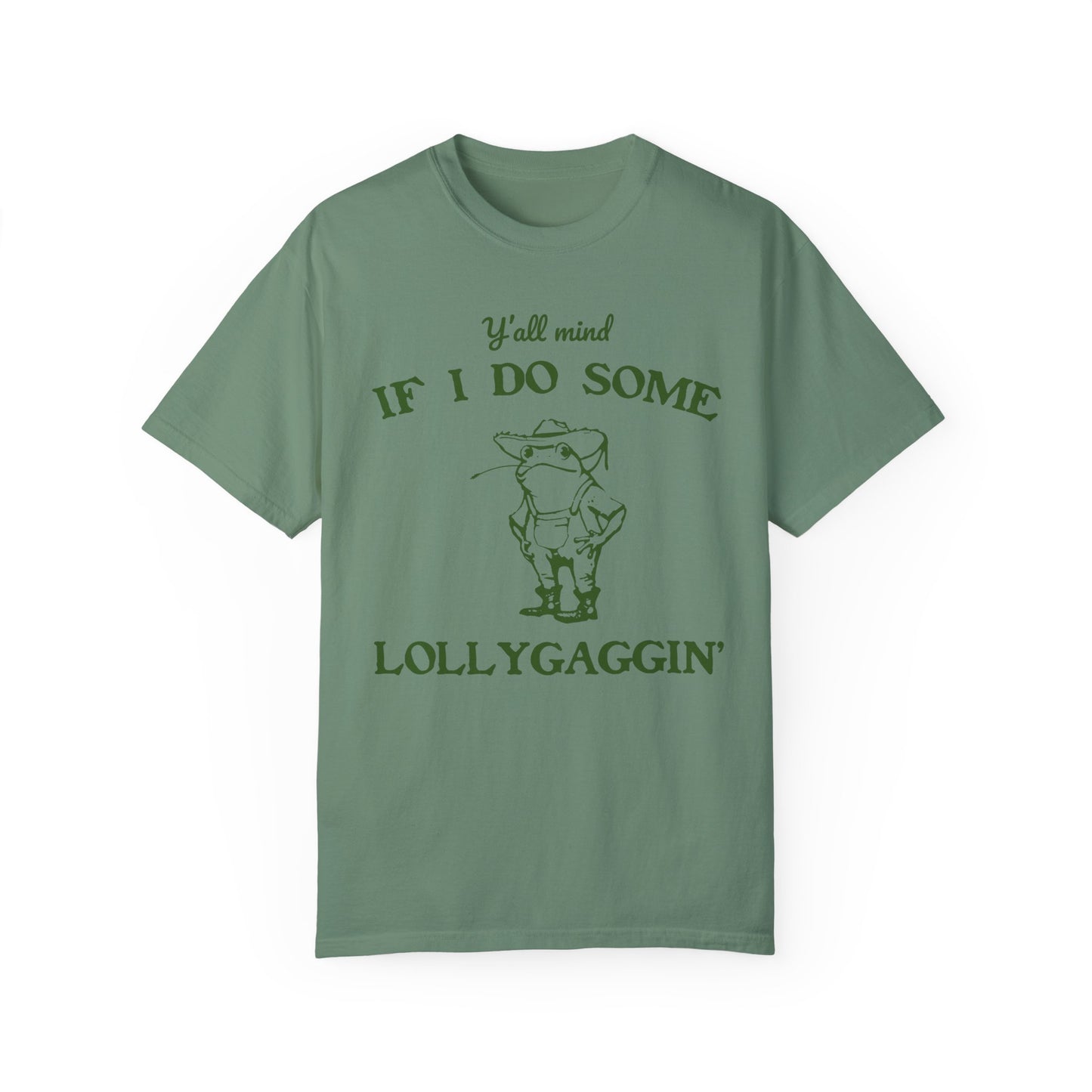 T-shirt unisexe teint en pièce avec motif drôle de grenouille