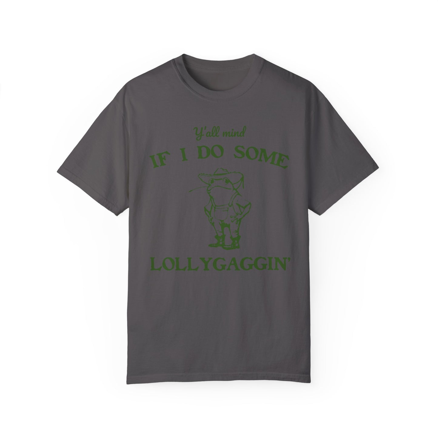 T-shirt unisexe teint en pièce avec motif drôle de grenouille