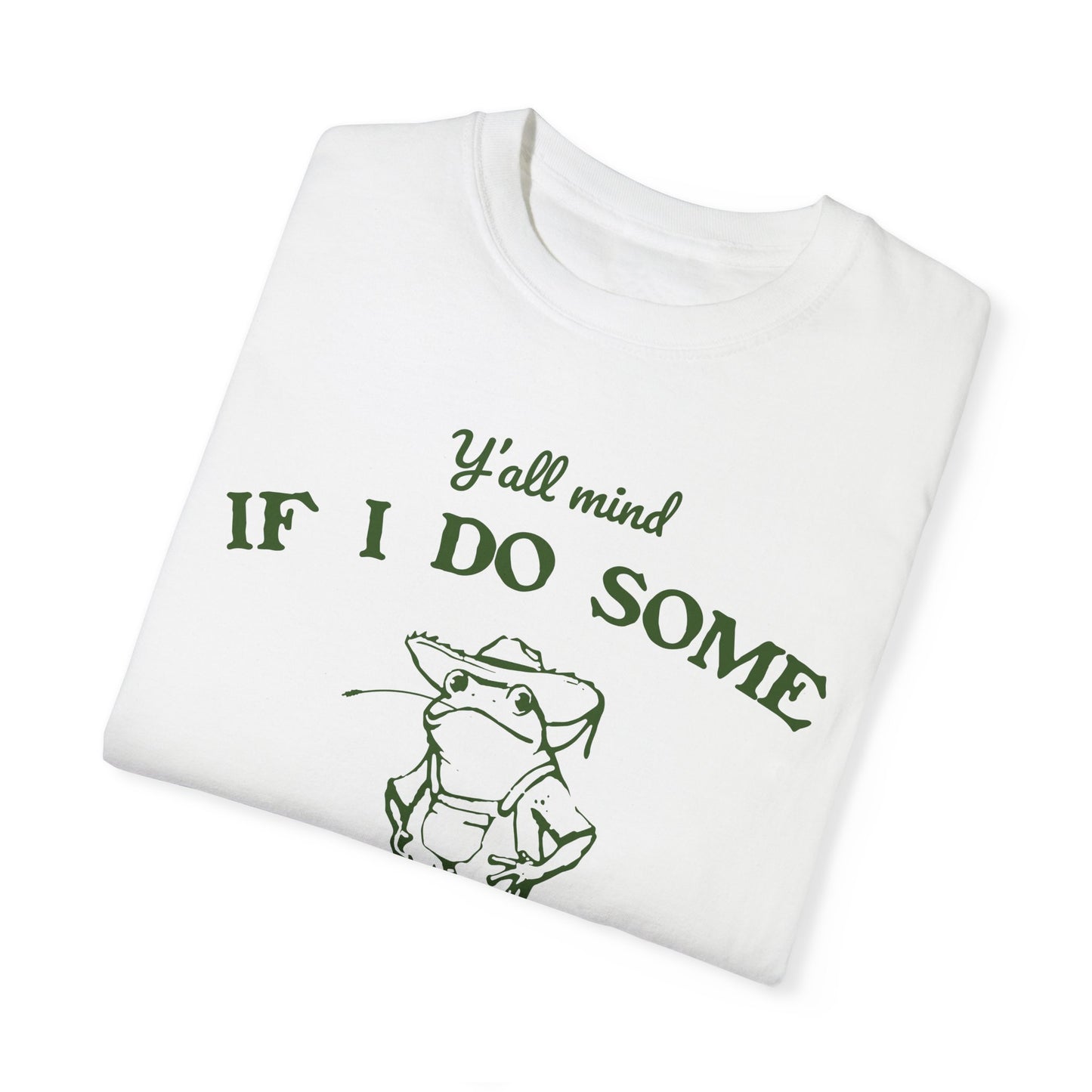 T-shirt unisexe teint en pièce avec motif drôle de grenouille