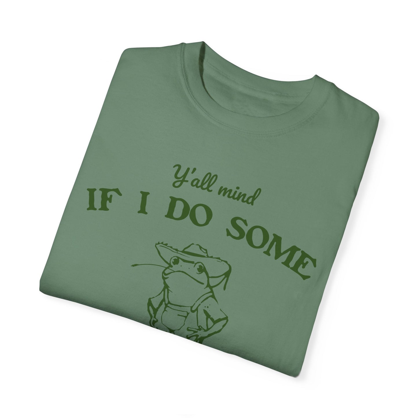 T-shirt unisexe teint en pièce avec motif drôle de grenouille