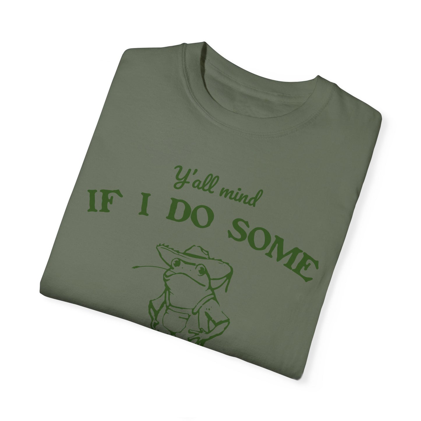 T-shirt unisexe teint en pièce avec motif drôle de grenouille