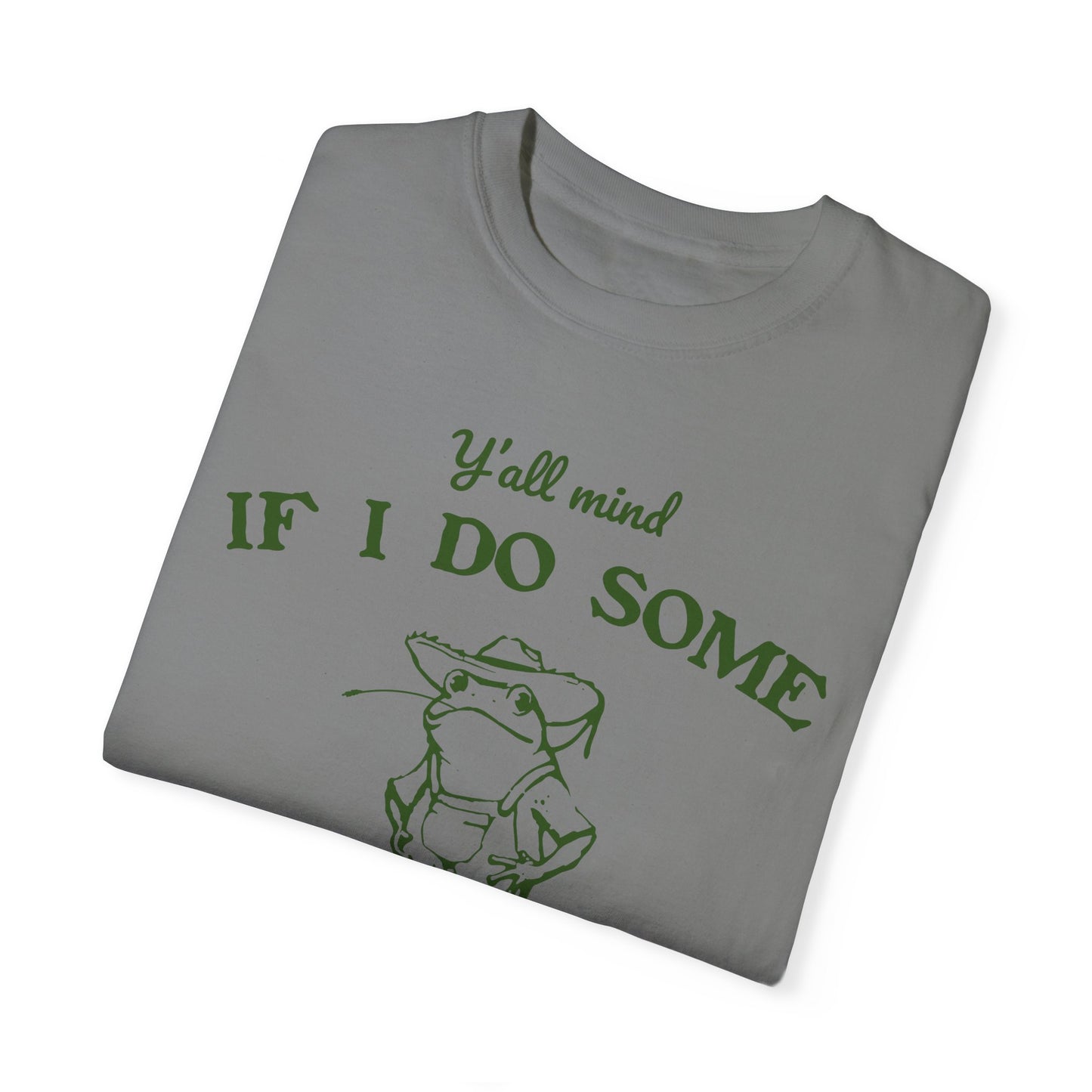 T-shirt unisexe teint en pièce avec motif drôle de grenouille