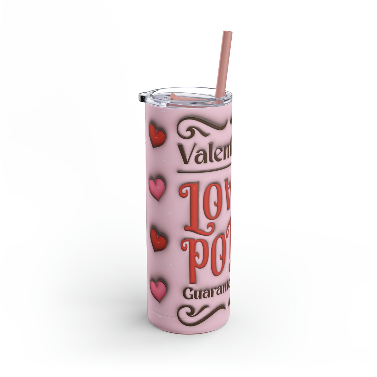 Vaso delgado mate de 20 oz con diseño de poción de amor de San Valentín en 3D de Maars Maker