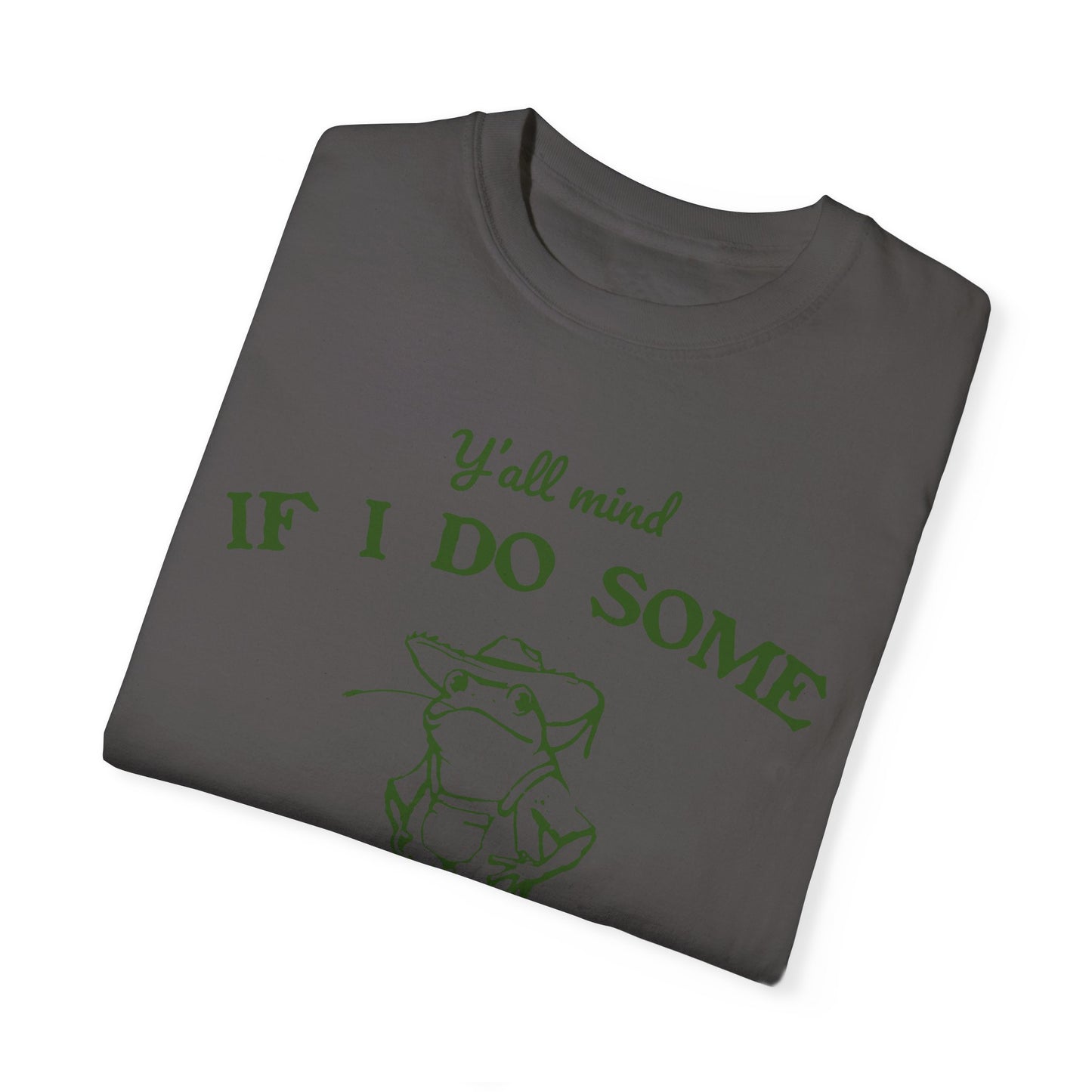 T-shirt unisexe teint en pièce avec motif drôle de grenouille