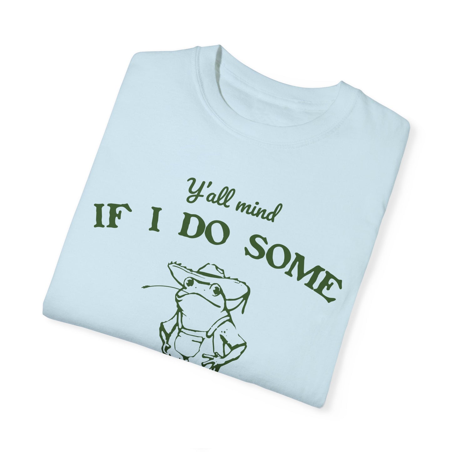 T-shirt unisexe teint en pièce avec motif drôle de grenouille