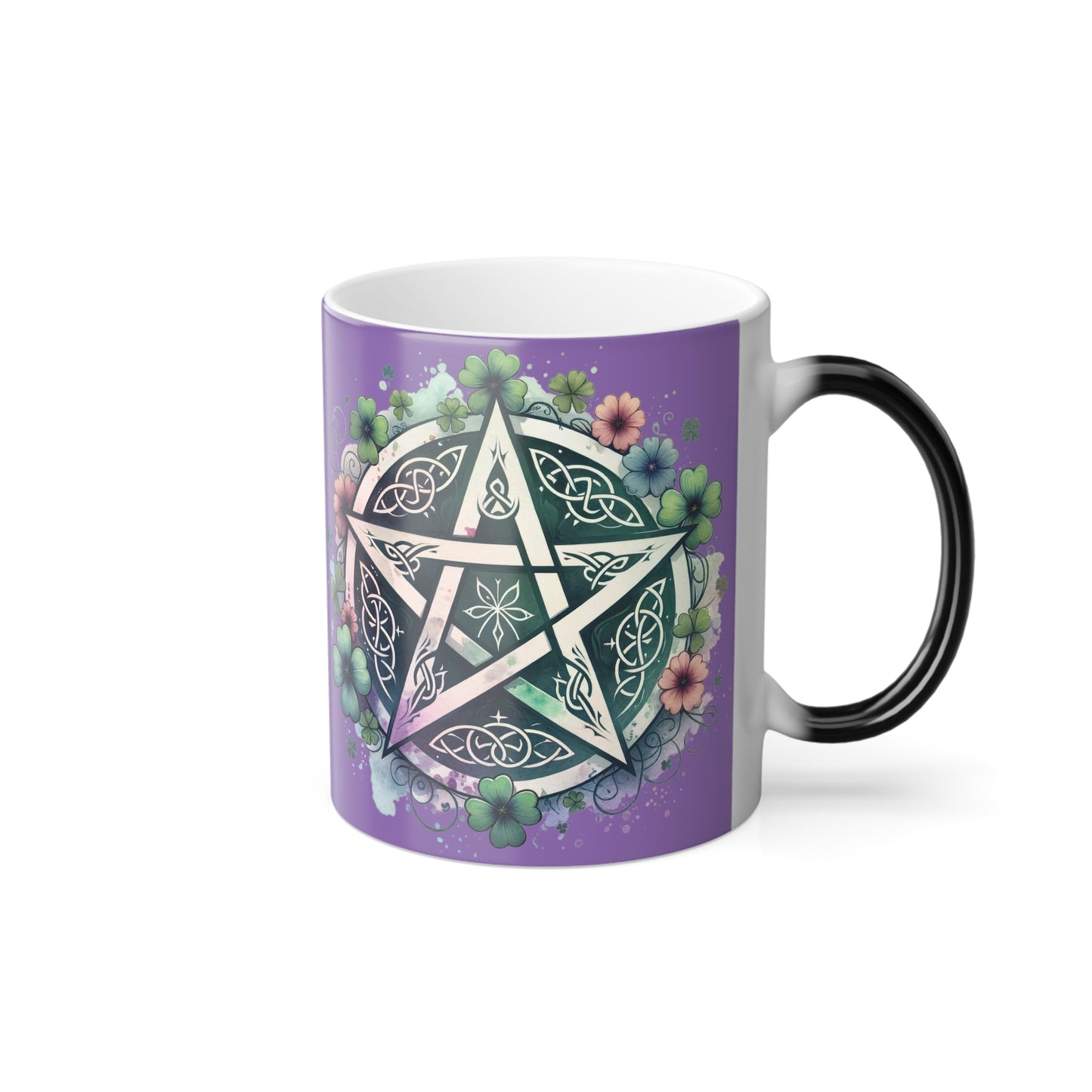 Witchy Floral Pentacle Color Morphing Mug, 11oz - Moon & Starr Handcrafted LLC