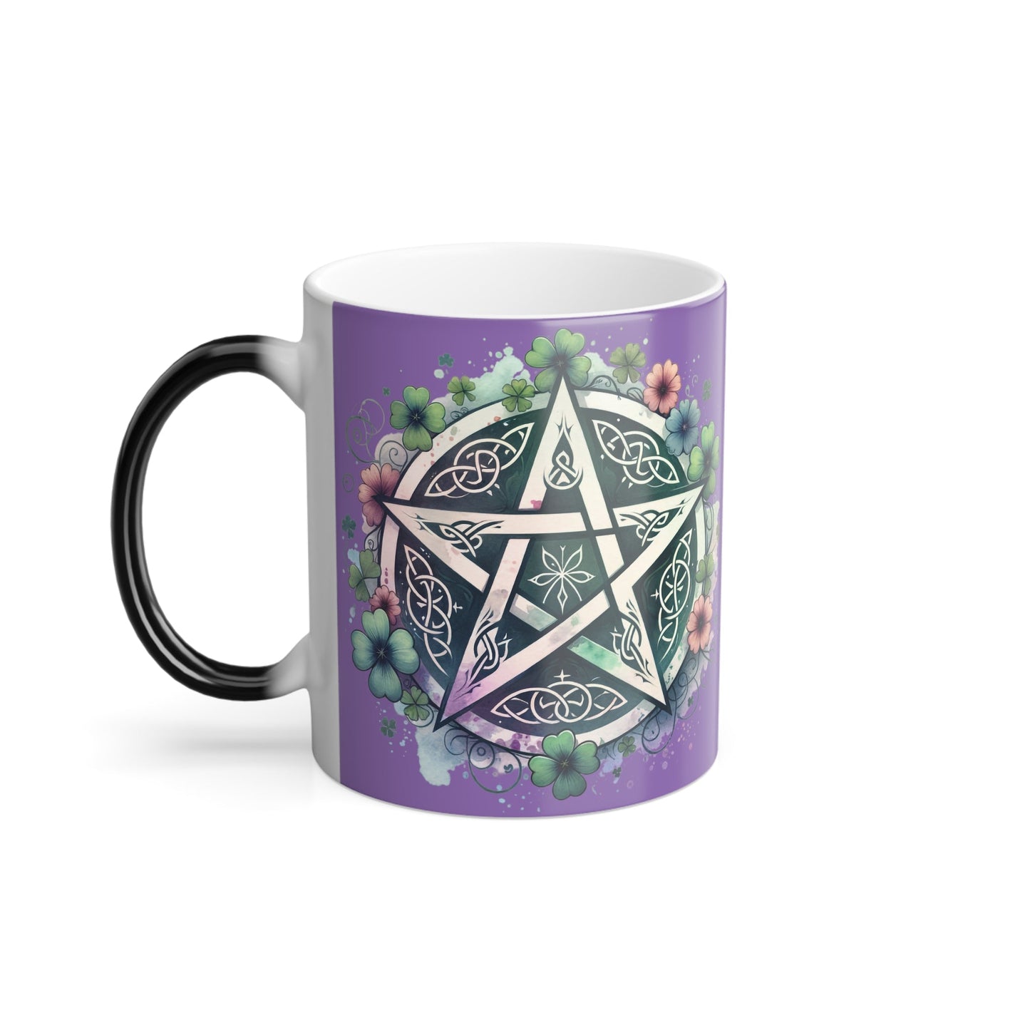 Witchy Floral Pentacle Color Morphing Mug, 11oz - Moon & Starr Handcrafted LLC