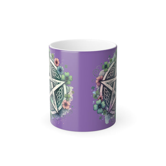 Witchy Floral Pentacle Color Morphing Mug, 11oz - Moon & Starr Handcrafted LLC