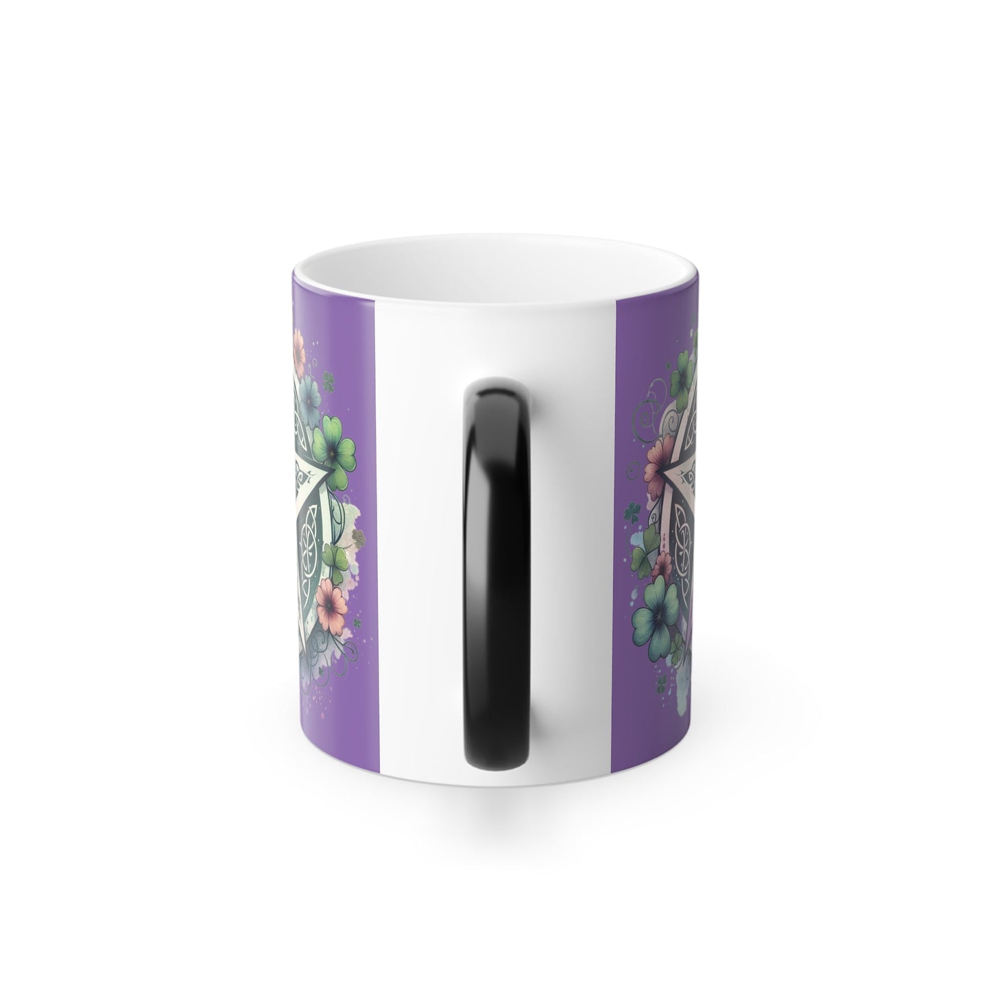 Witchy Floral Pentacle Color Morphing Mug, 11oz - Moon & Starr Handcrafted LLC