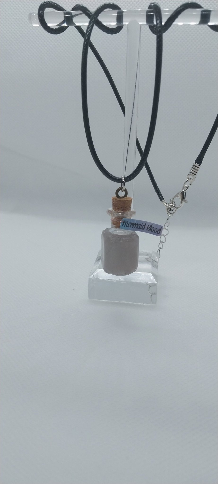 Handmade Unique Bottle Necklace- "Mermaid Blood" Fairytale Inspired, Gifts For Her, Witchy Jar Necklace, Chain Necklace for Women - Moon & Starr Handcrafted Jewelry && More!