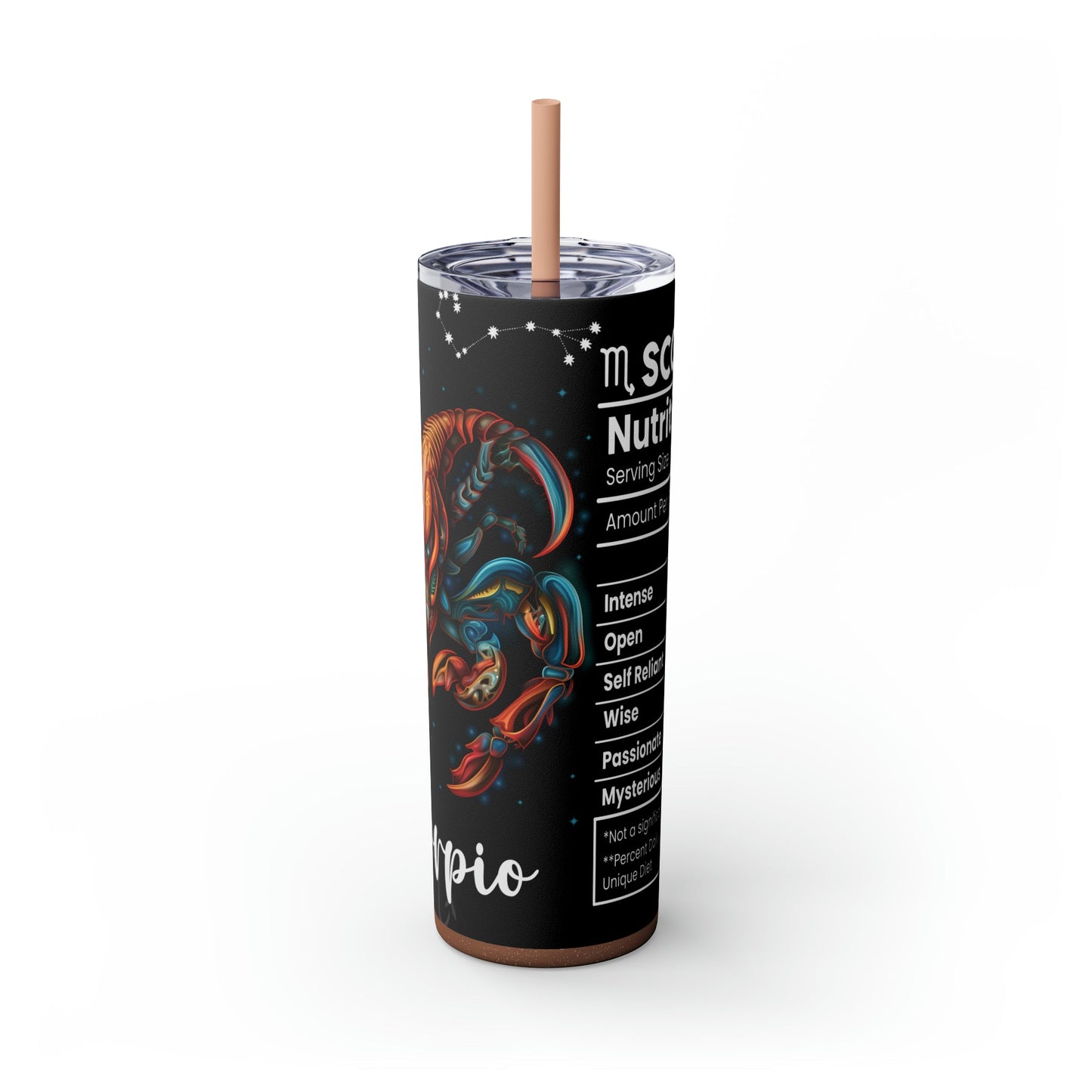 Scorpio Nutrition Facts Skinny Tumbler with Straw, 20oz - Moon & Starr Handcrafted Jewelry && More!