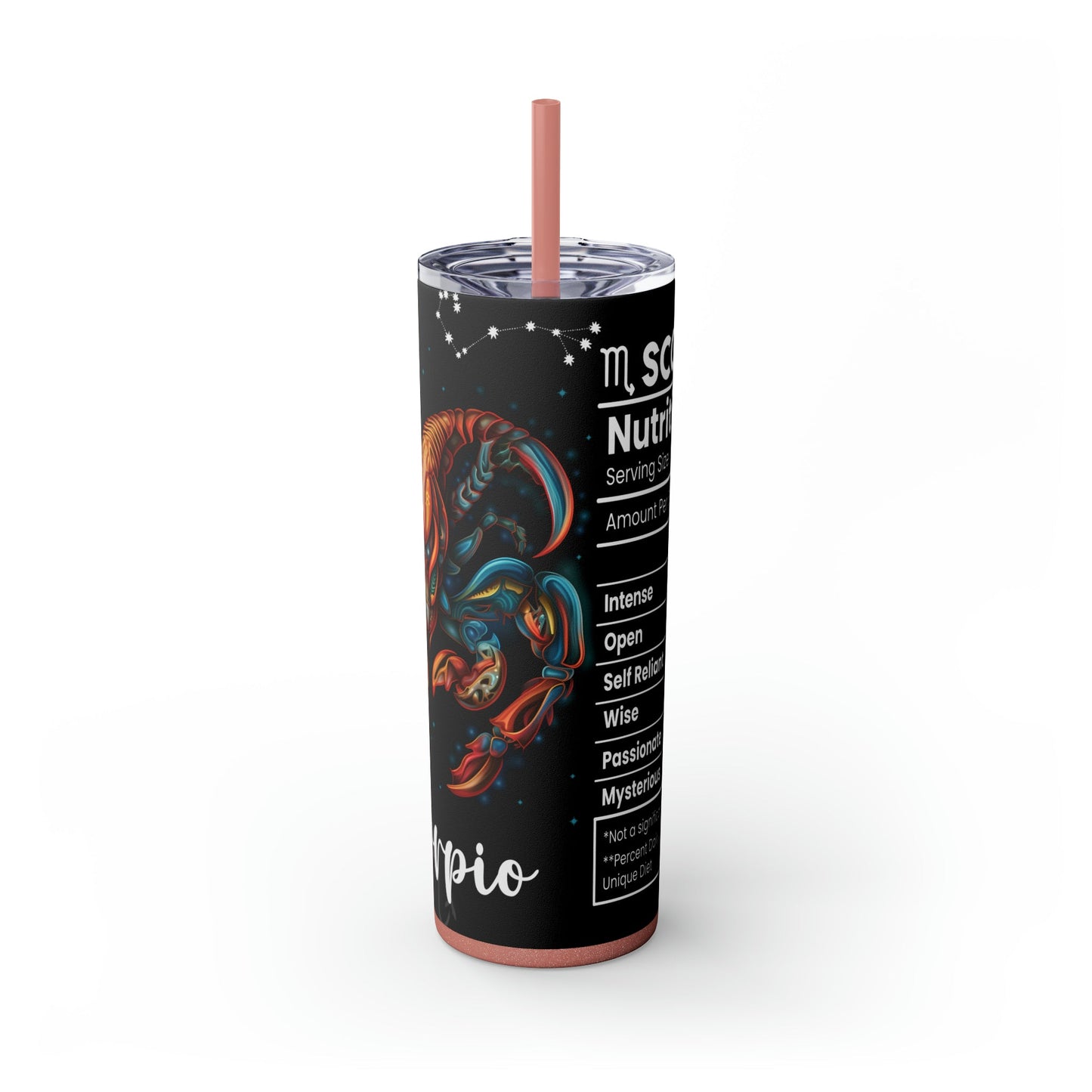 Scorpio Nutrition Facts Skinny Tumbler with Straw, 20oz - Moon & Starr Handcrafted Jewelry && More!
