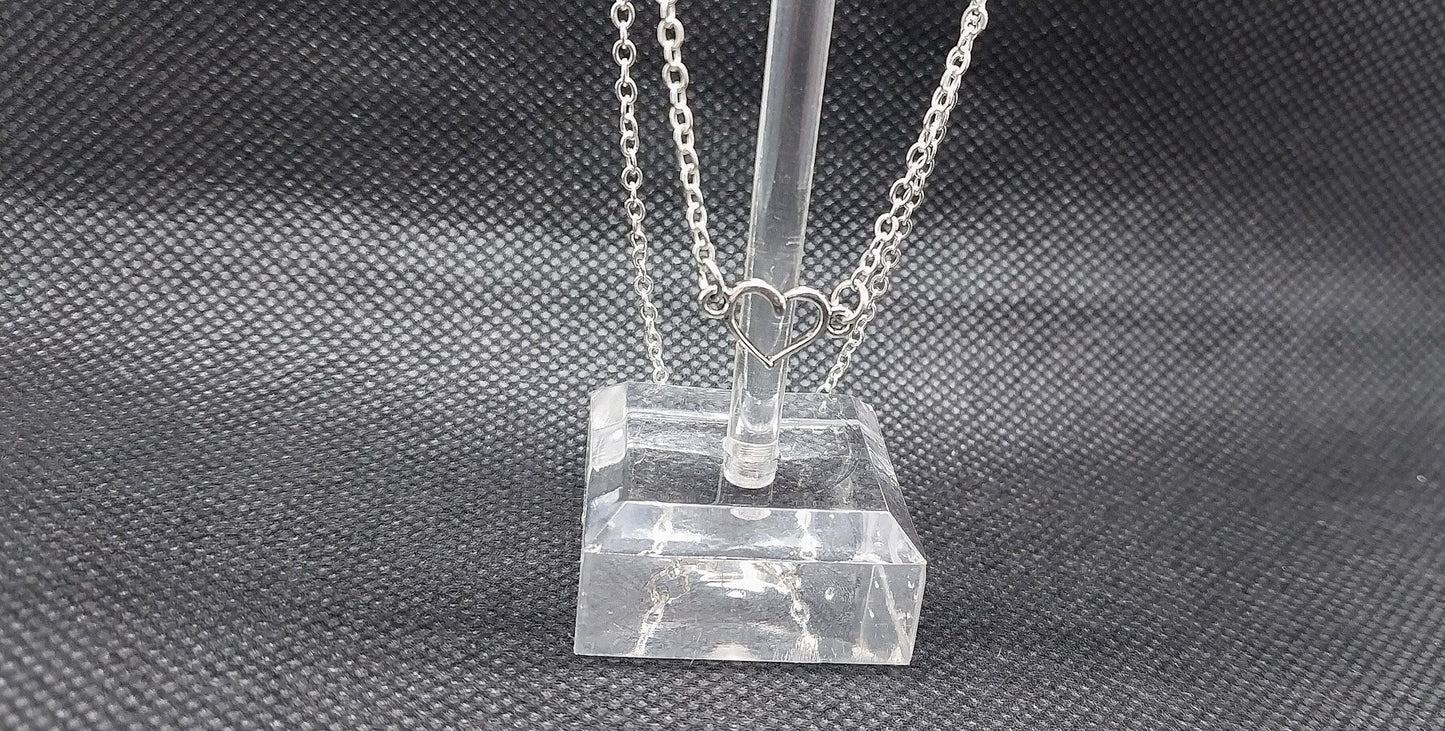 Small Simple Silver Heart Chain Choker Necklace, Minimalist Jewelry For Women, Cute Dainty Heart Chain Necklace - Moon & Starr Handcrafted Jewelry && More!