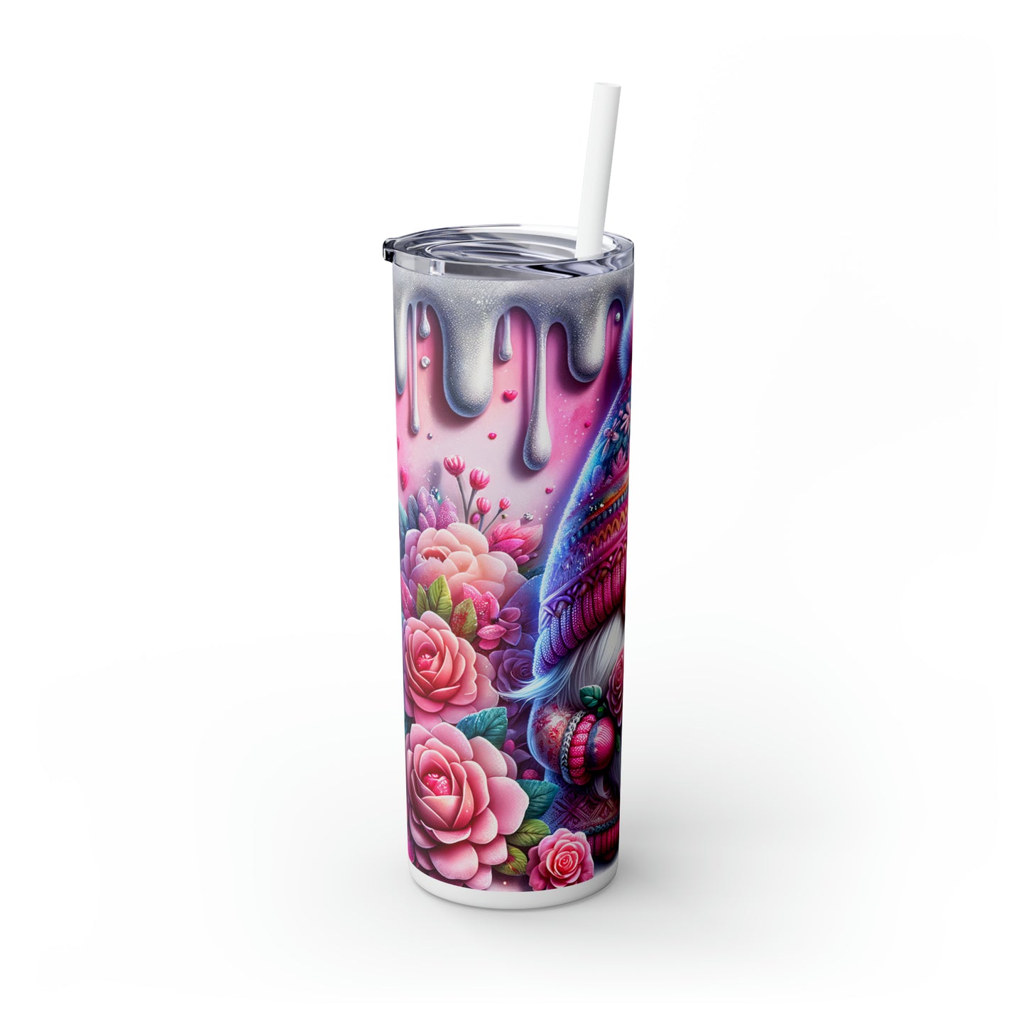 Valentines Gnome Skinny Tumbler with Straw, 20oz