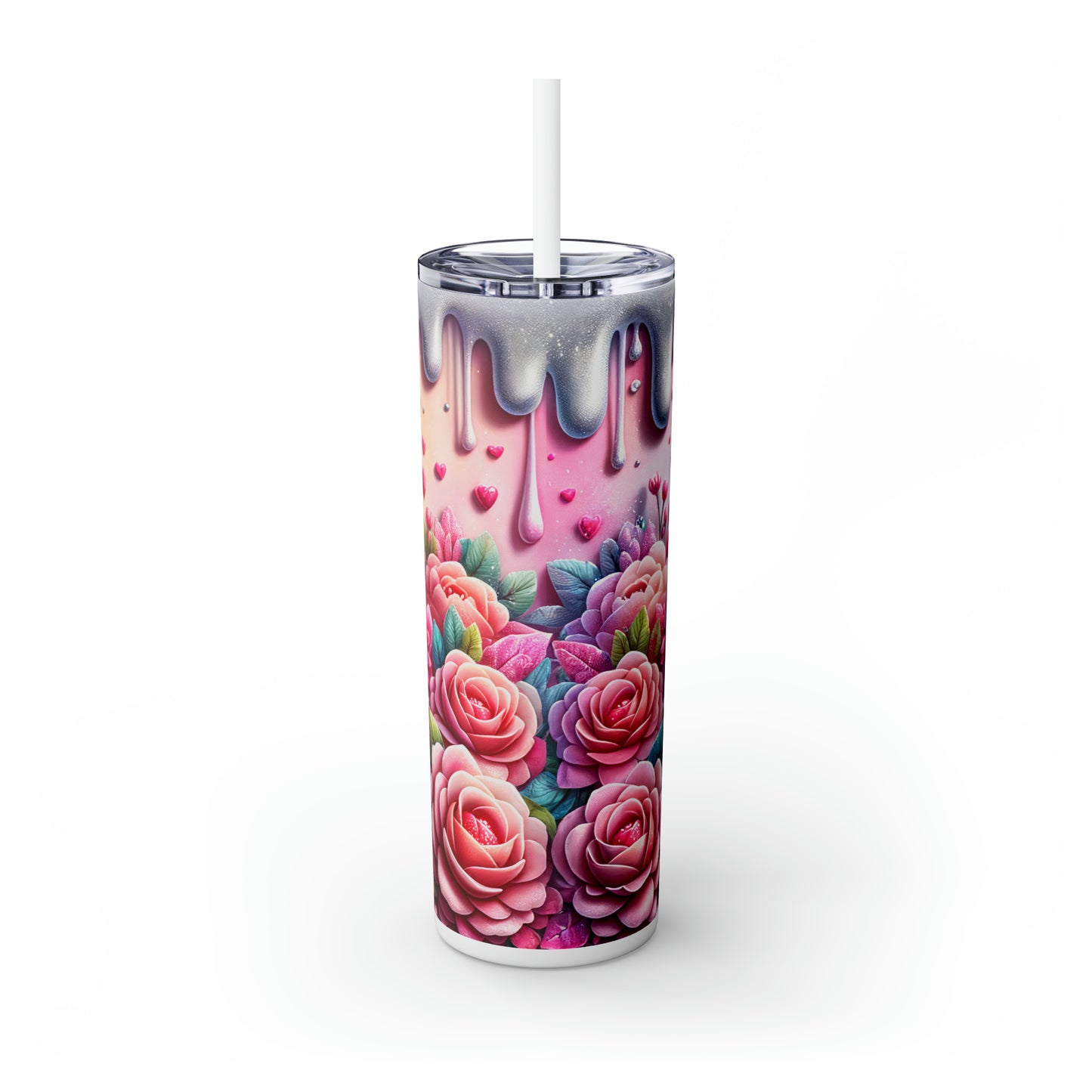 Valentines Gnome Skinny Tumbler with Straw, 20oz