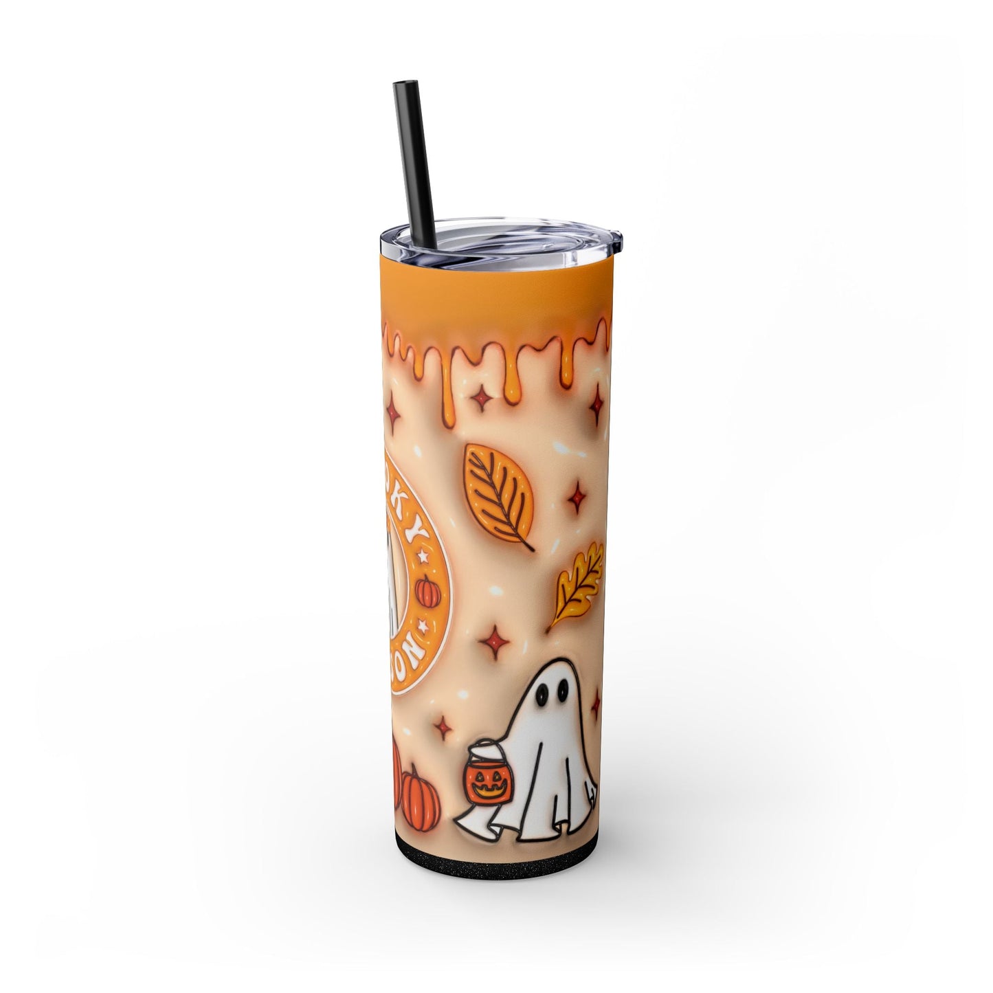 20oz Skinny Tumbler - Spooky Season Ghosts and Pumpkins Design - Moon & Starr Handcrafted LLC