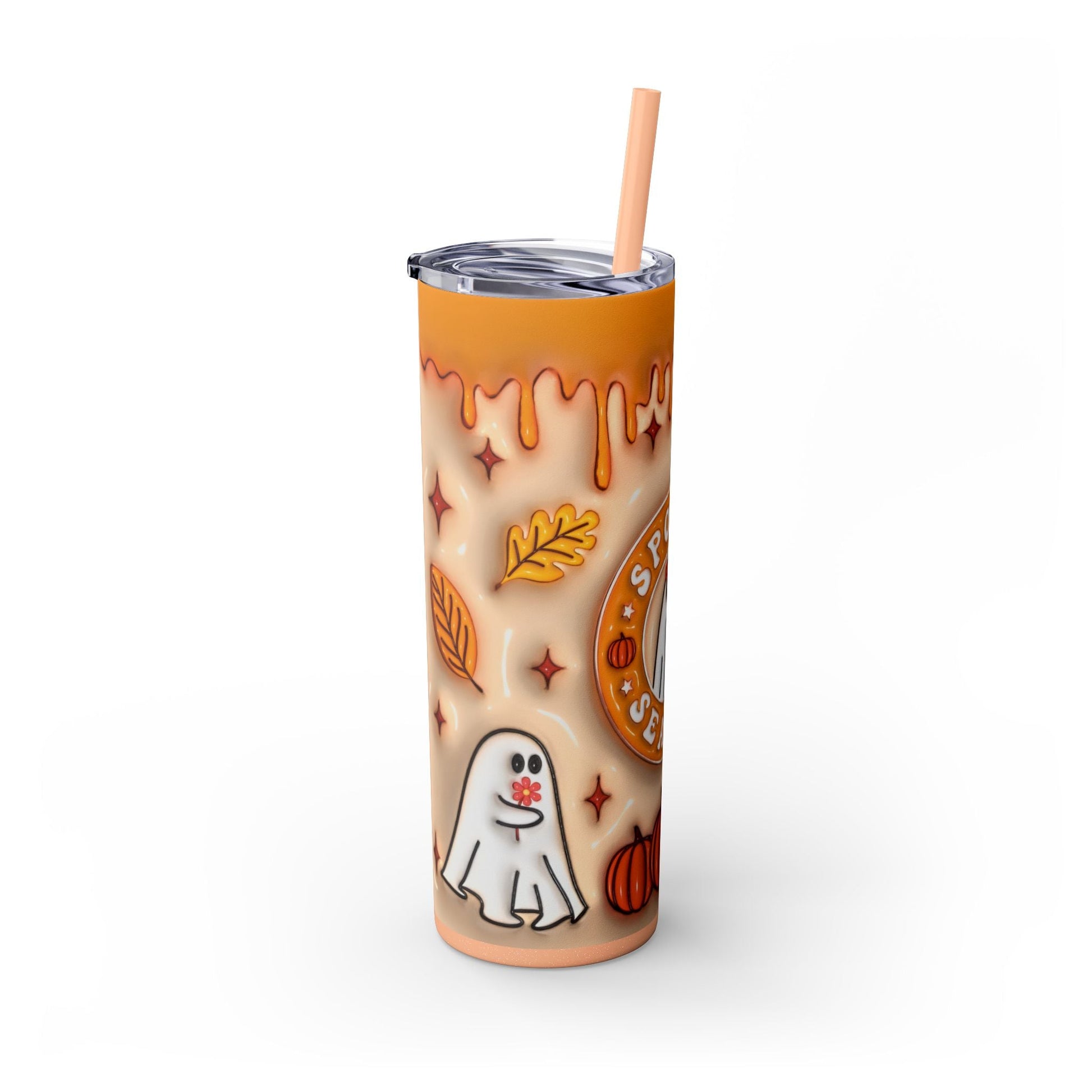 20oz Skinny Tumbler - Spooky Season Ghosts and Pumpkins Design - Moon & Starr Handcrafted LLC