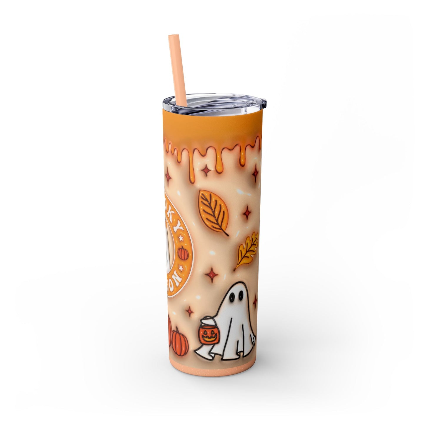 20oz Skinny Tumbler - Spooky Season Ghosts and Pumpkins Design - Moon & Starr Handcrafted LLC