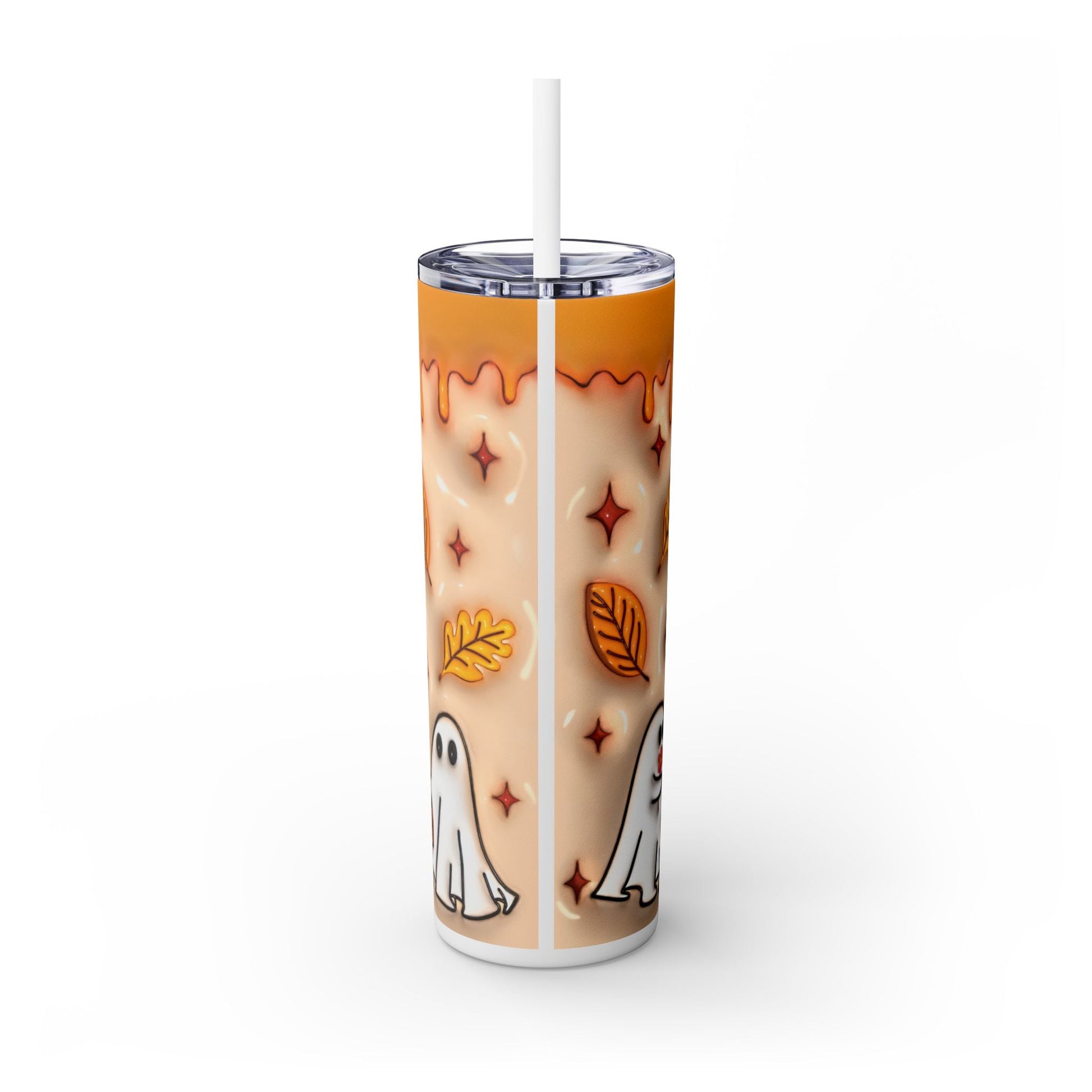 20oz Skinny Tumbler - Spooky Season Ghosts and Pumpkins Design - Moon & Starr Handcrafted LLC