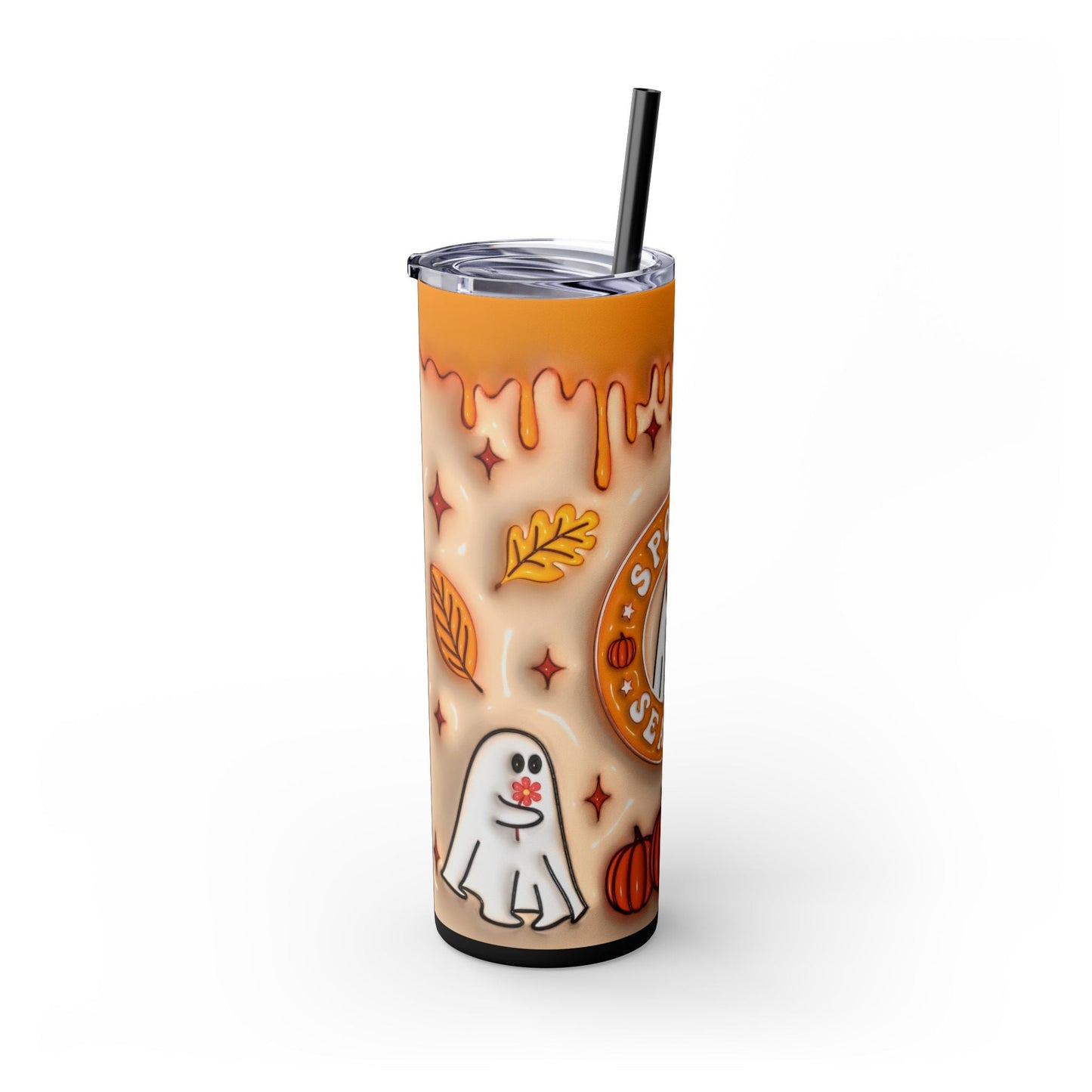 20oz Skinny Tumbler - Spooky Season Ghosts and Pumpkins Design - Moon & Starr Handcrafted LLC