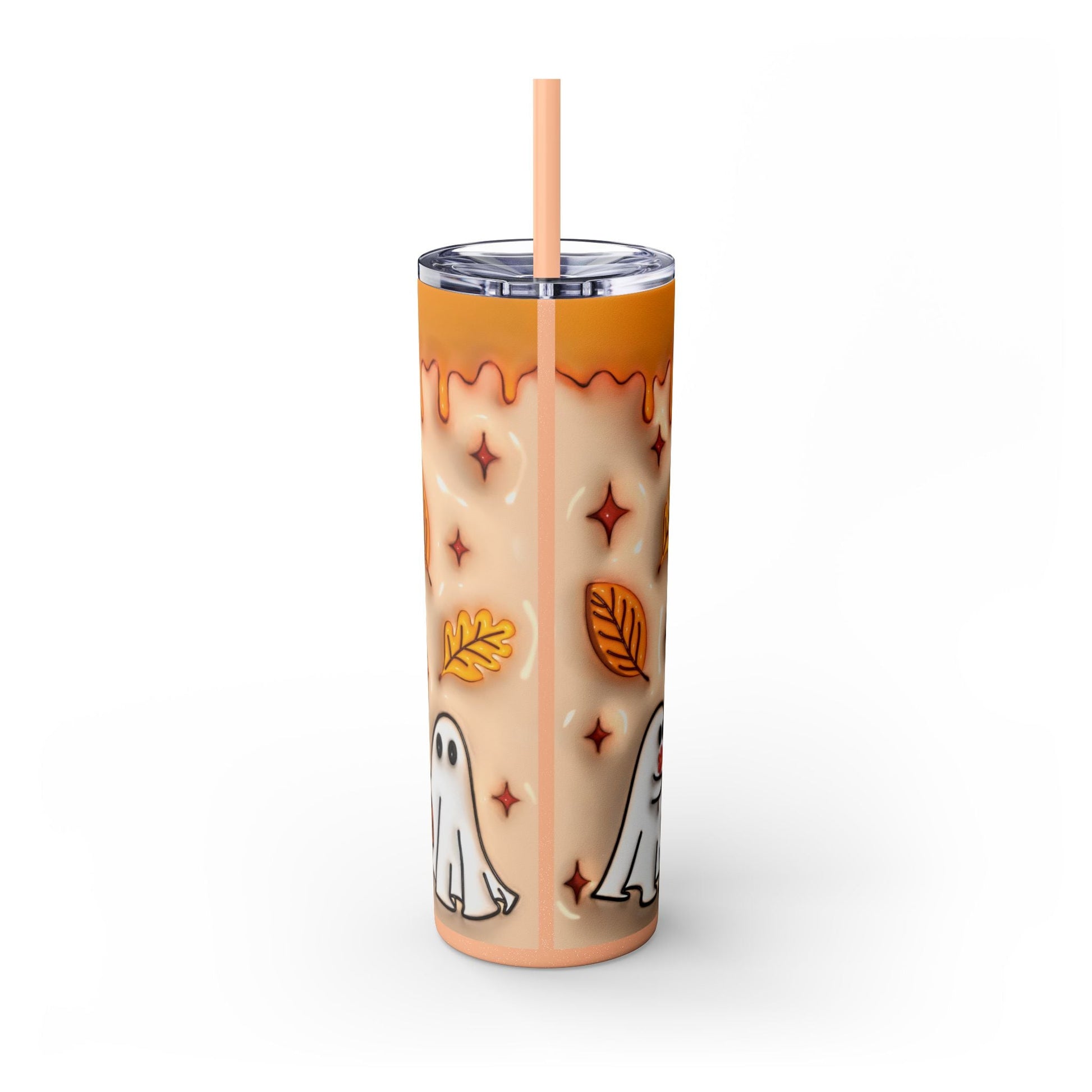 20oz Skinny Tumbler - Spooky Season Ghosts and Pumpkins Design - Moon & Starr Handcrafted LLC