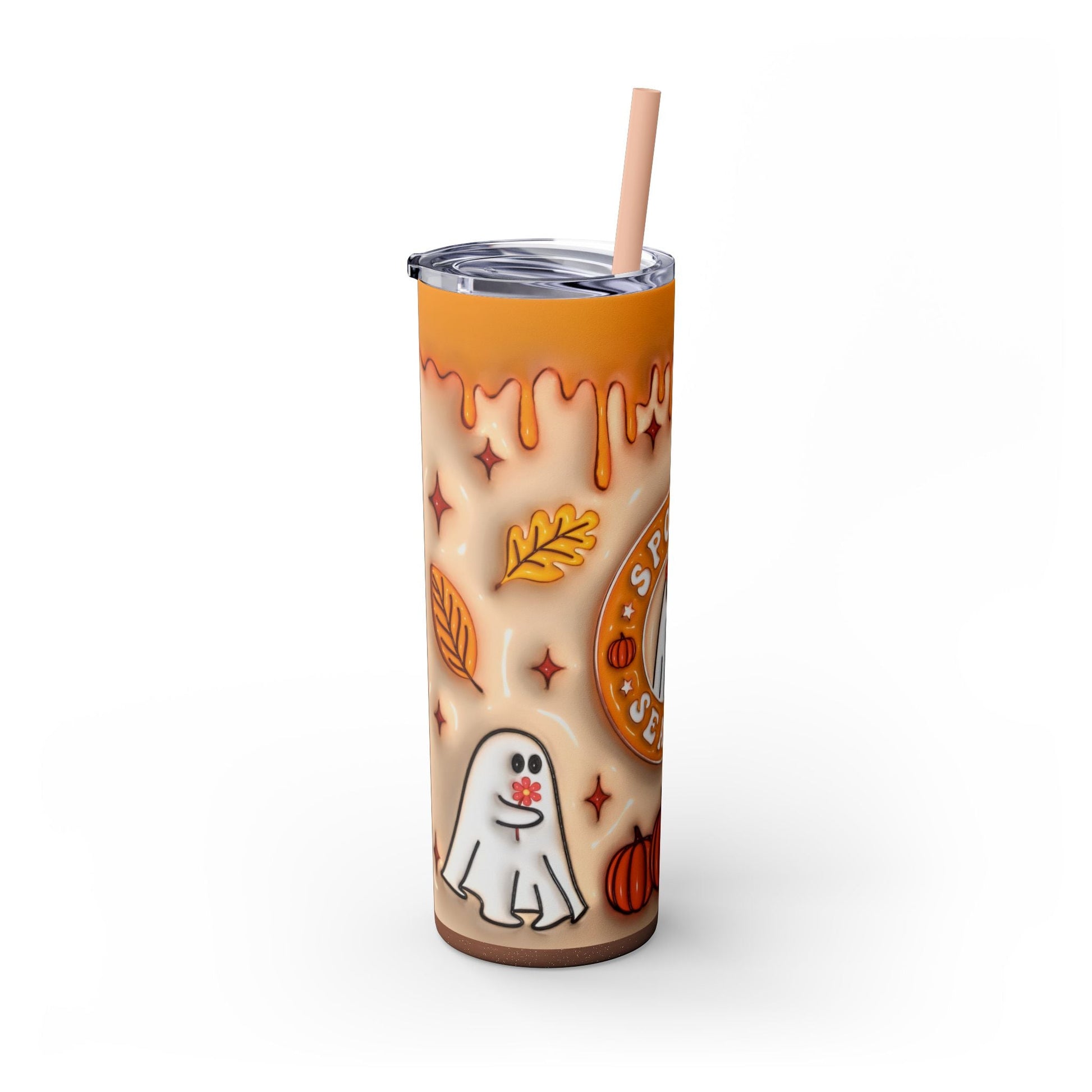 20oz Skinny Tumbler - Spooky Season Ghosts and Pumpkins Design - Moon & Starr Handcrafted LLC