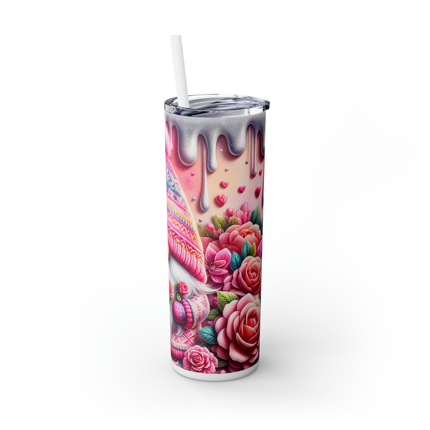 Valentines Gnome Skinny Tumbler with Straw, 20oz