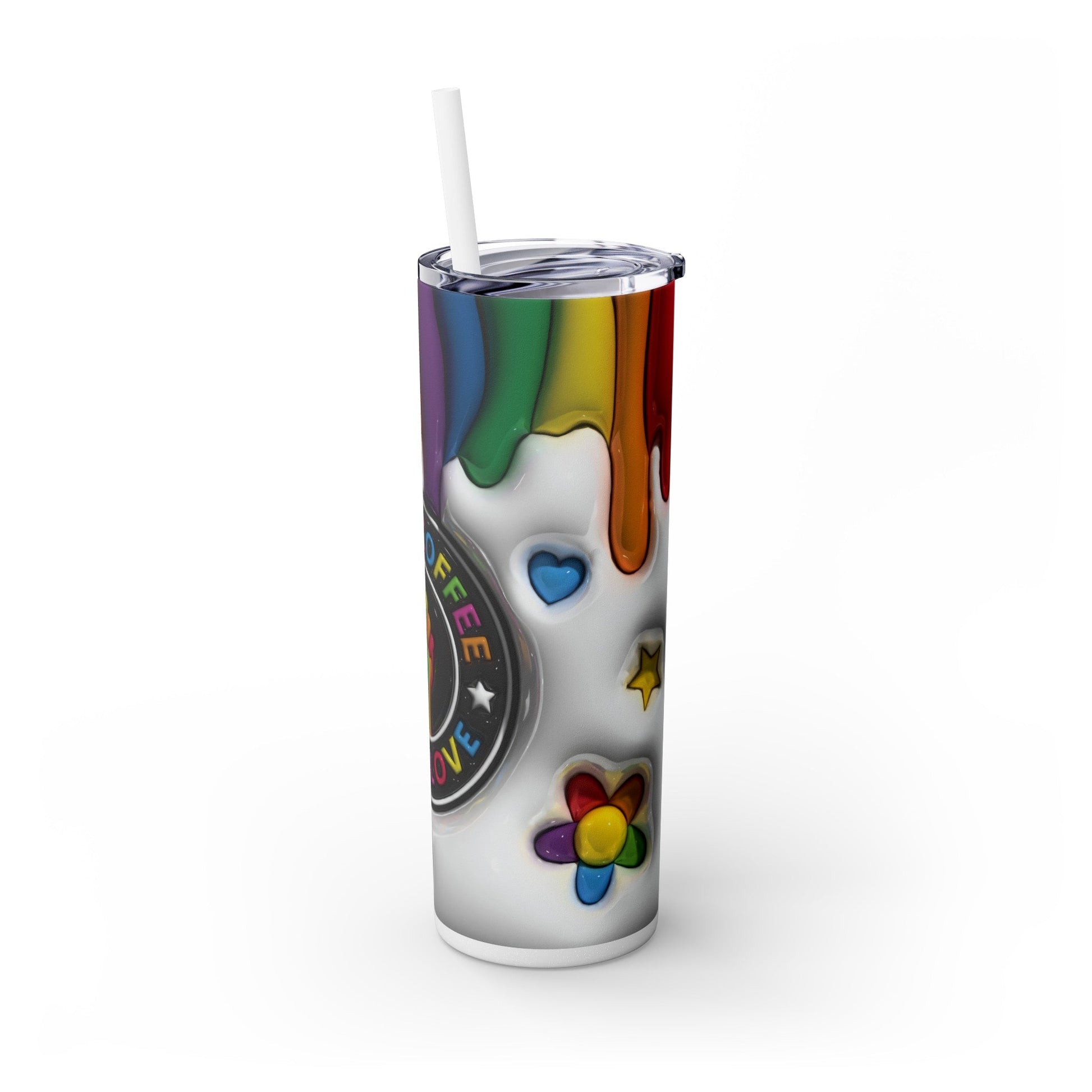 3D Drippy Pride Coffee Skinny Tumbler with Straw, 20oz - Moon & Starr Handcrafted Jewelry && More!