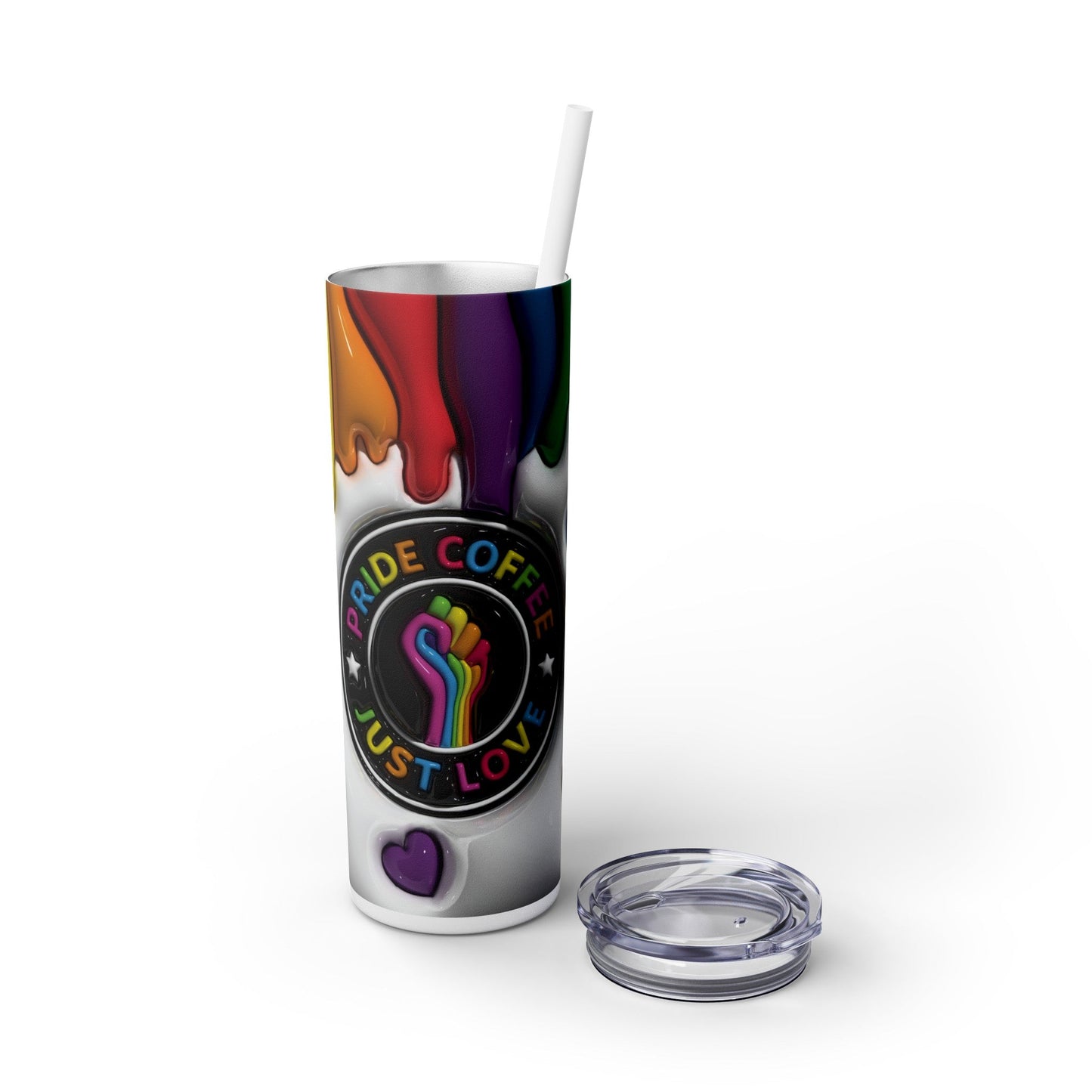 3D Drippy Pride Coffee Skinny Tumbler with Straw, 20oz - Moon & Starr Handcrafted Jewelry && More!