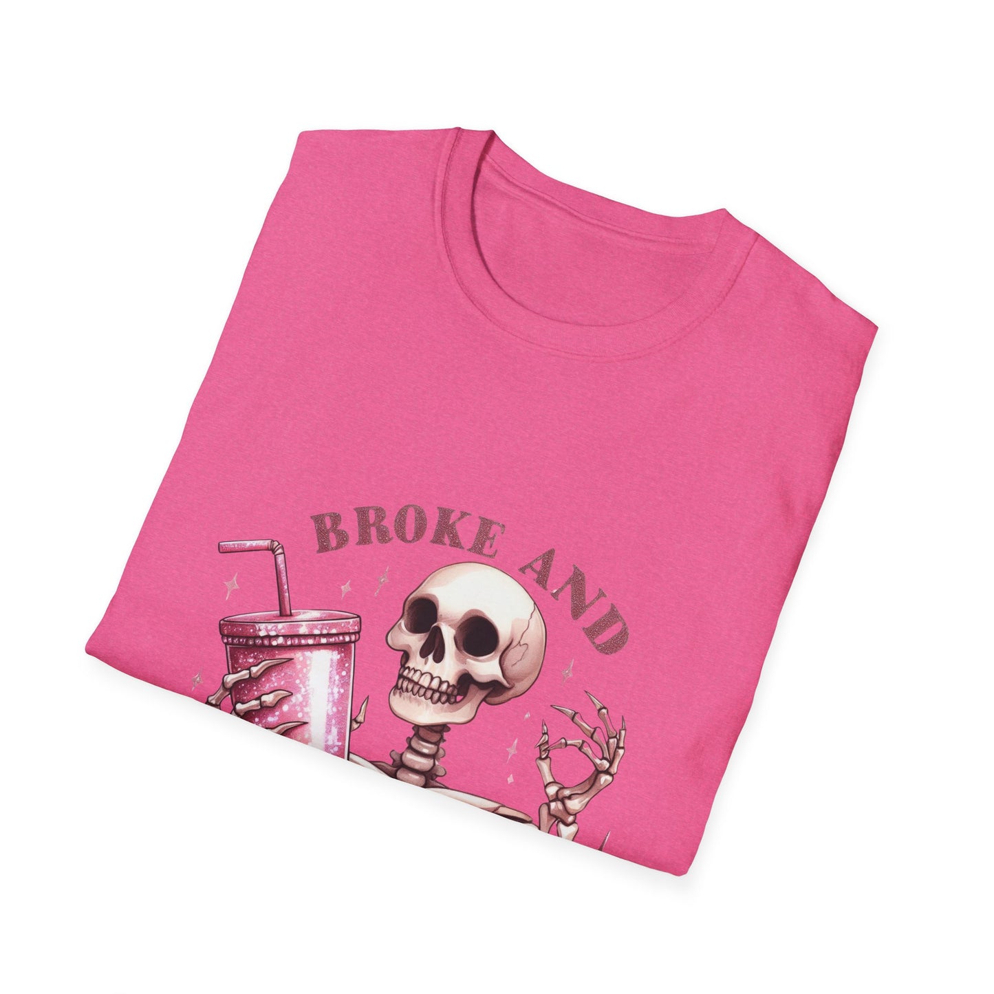 Broke and Boujie Skeleton Unisex Softstyle T-Shirt - Moon & Starr Handcrafted Jewelry && More!