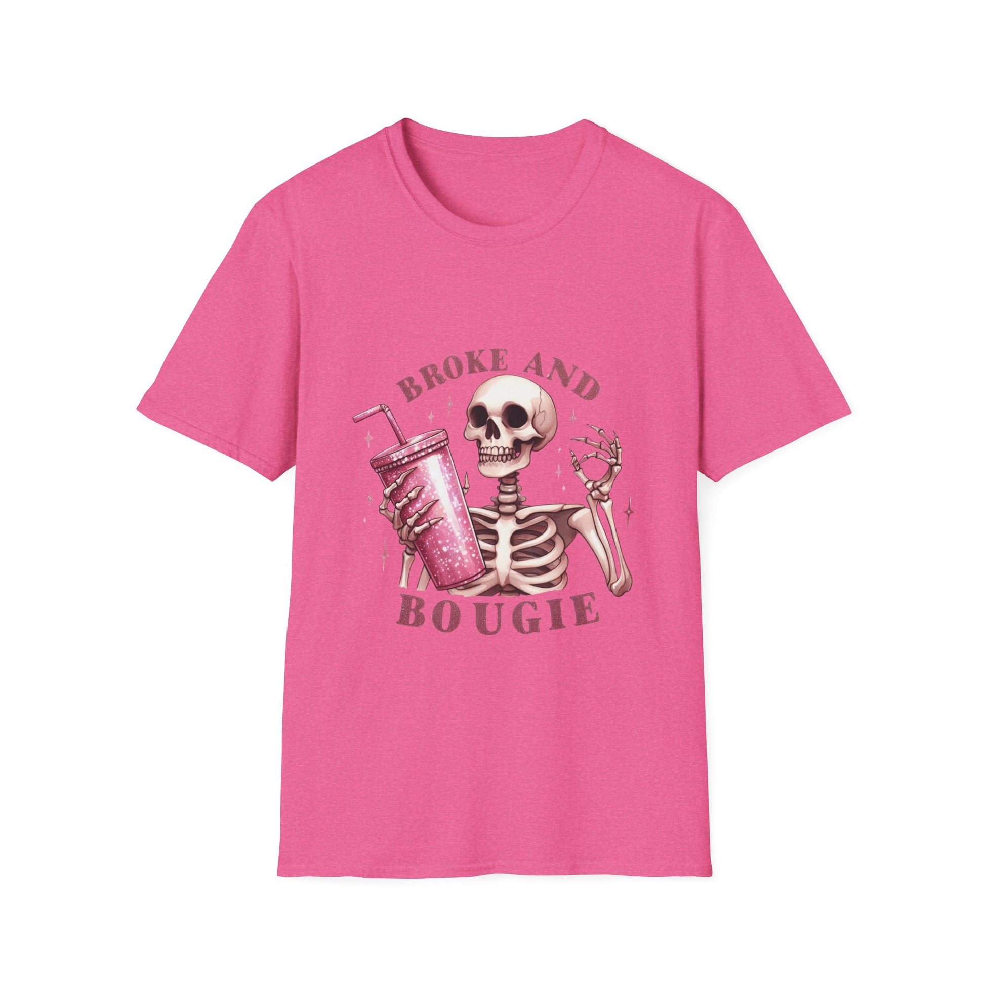 Broke and Boujie Skeleton Unisex Softstyle T-Shirt - Moon & Starr Handcrafted Jewelry && More!