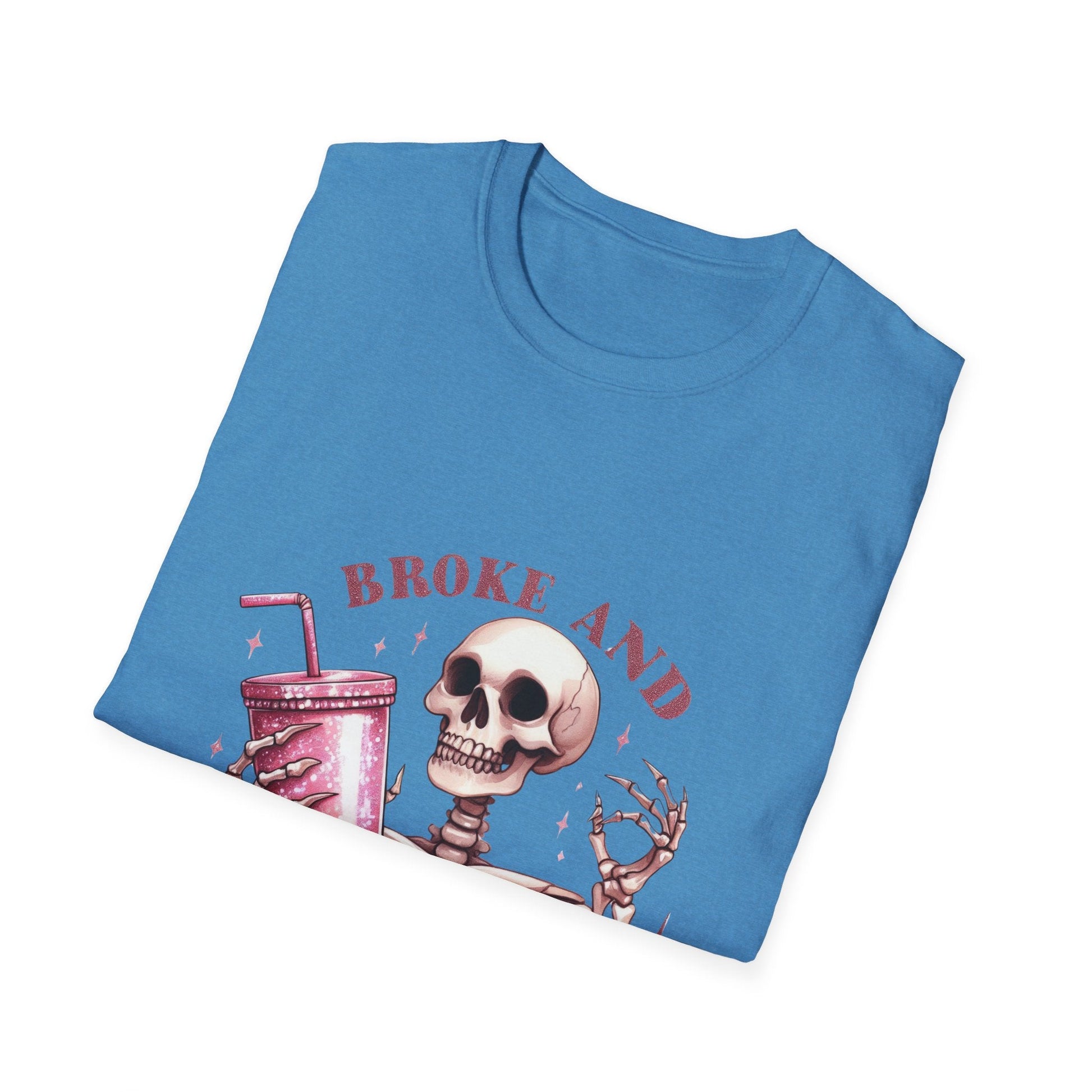 Broke and Boujie Skeleton Unisex Softstyle T-Shirt - Moon & Starr Handcrafted Jewelry && More!