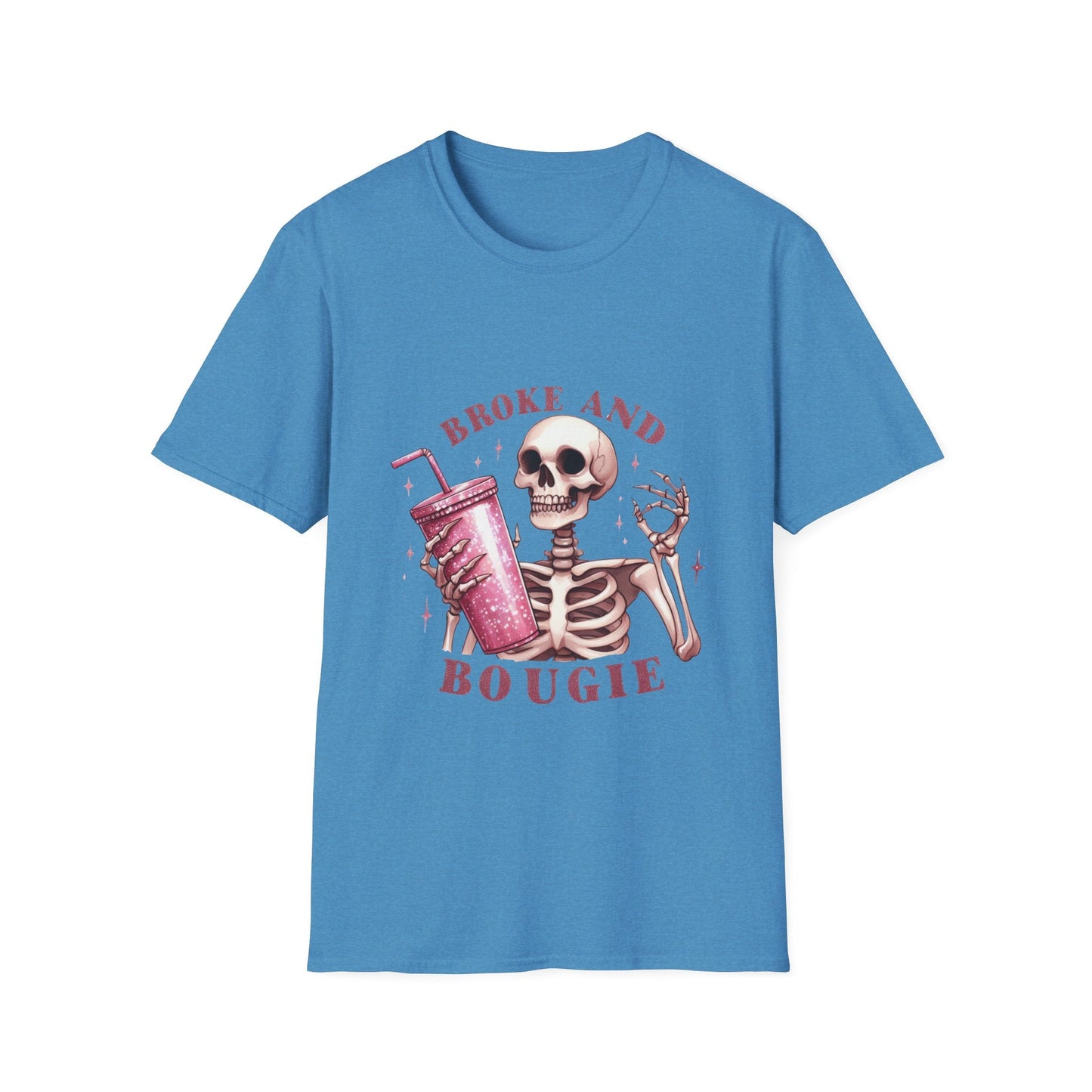 Broke and Boujie Skeleton Unisex Softstyle T-Shirt - Moon & Starr Handcrafted Jewelry && More!