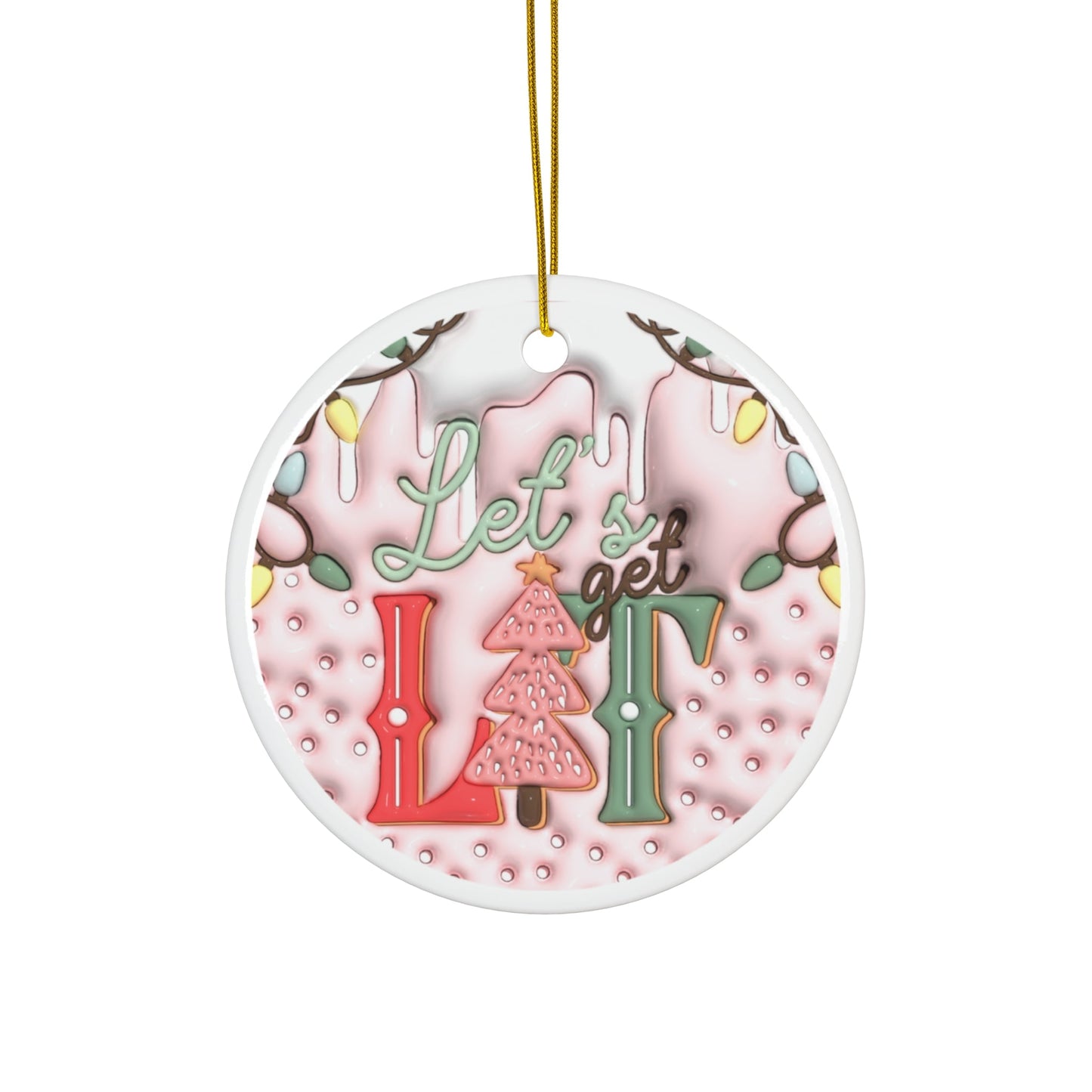 Ceramic Ornament - Lets Get Lit Funny Christmas Decoration - Moon & Starr Handcrafted LLC