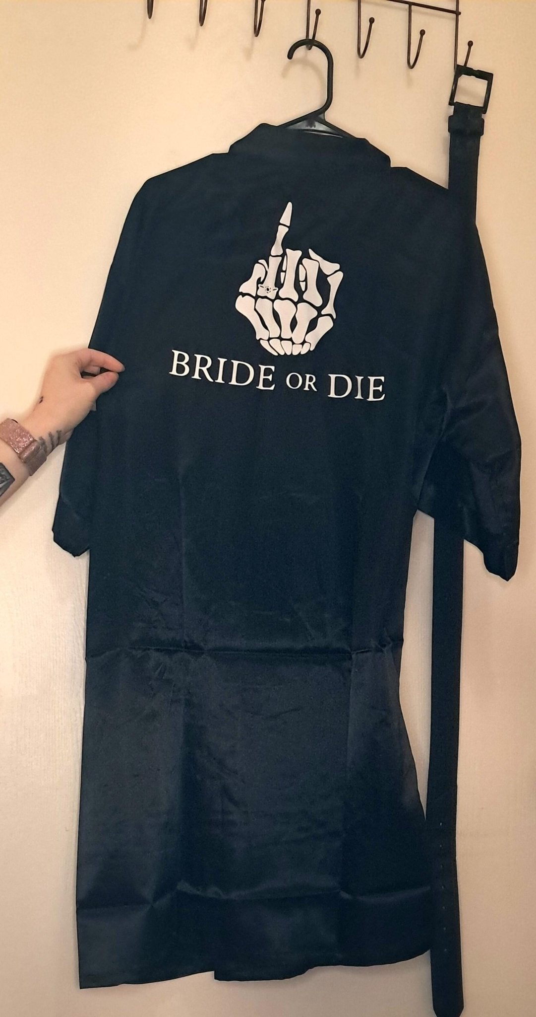 Custom Bride/Bridal Party Black Silky Robes or T-Shirts, Goth Witchy Themed wedding party gift, bridal party invite box, Bachelorette - Moon & Starr Handcrafted LLC