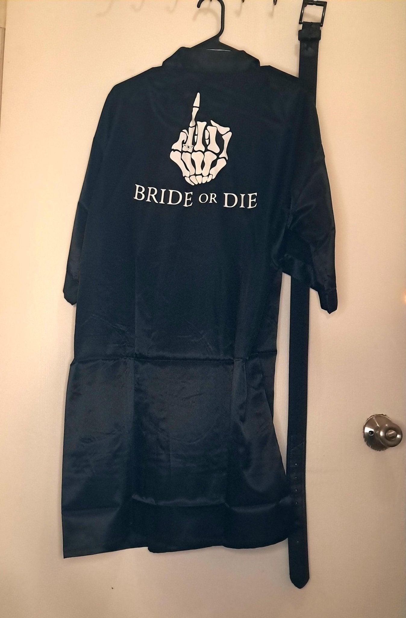 Custom Bride/Bridal Party Black Silky Robes or T-Shirts, Goth Witchy Themed wedding party gift, bridal party invite box, Bachelorette - Moon & Starr Handcrafted LLC