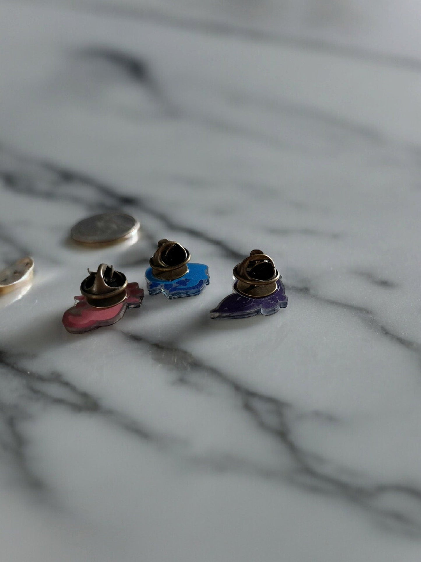 Custom Hand - painted Miniature Axolotl Pins, You Choose Colors, Set Of 3 Brass Backed Pins For Shirts, Bags, Etc. Made To Order Handmade - Moon & Starr Handcrafted Jewelry && More!