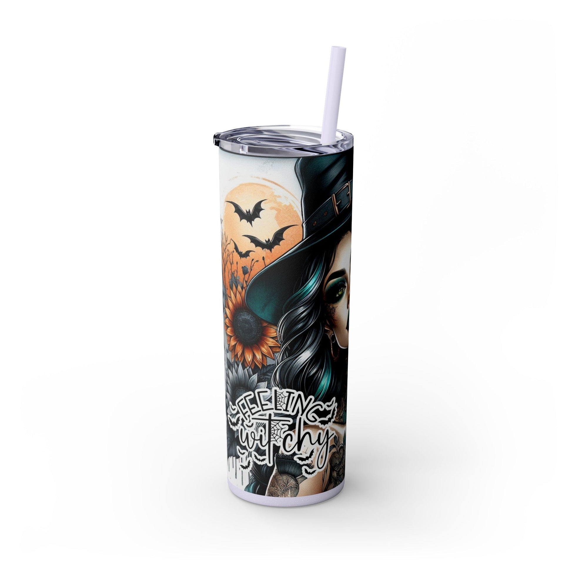 Feeling Witchy Sunflowers Skinny Tumbler with Straw, 20oz - Moon & Starr Handcrafted LLC