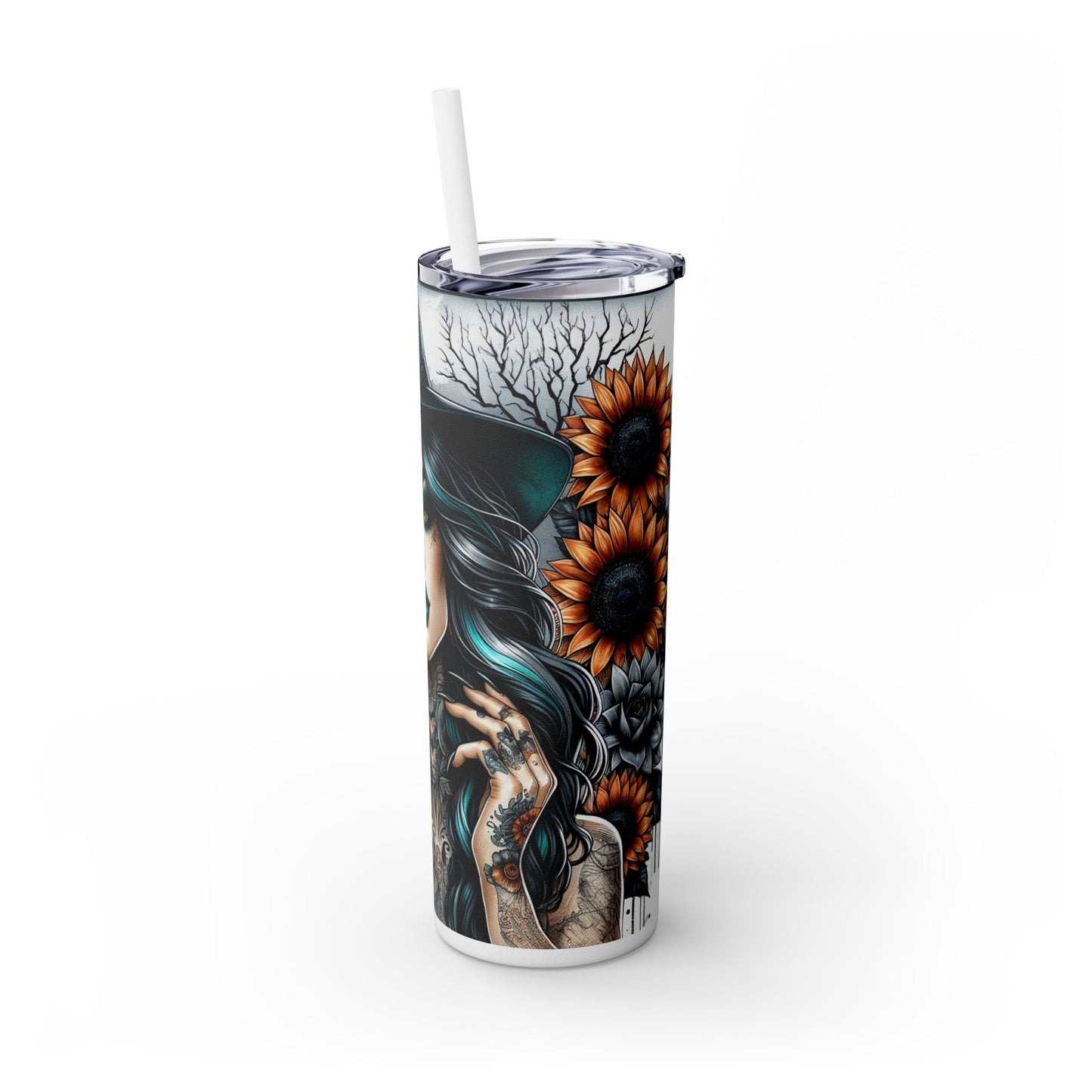 Feeling Witchy Sunflowers Skinny Tumbler with Straw, 20oz - Moon & Starr Handcrafted LLC