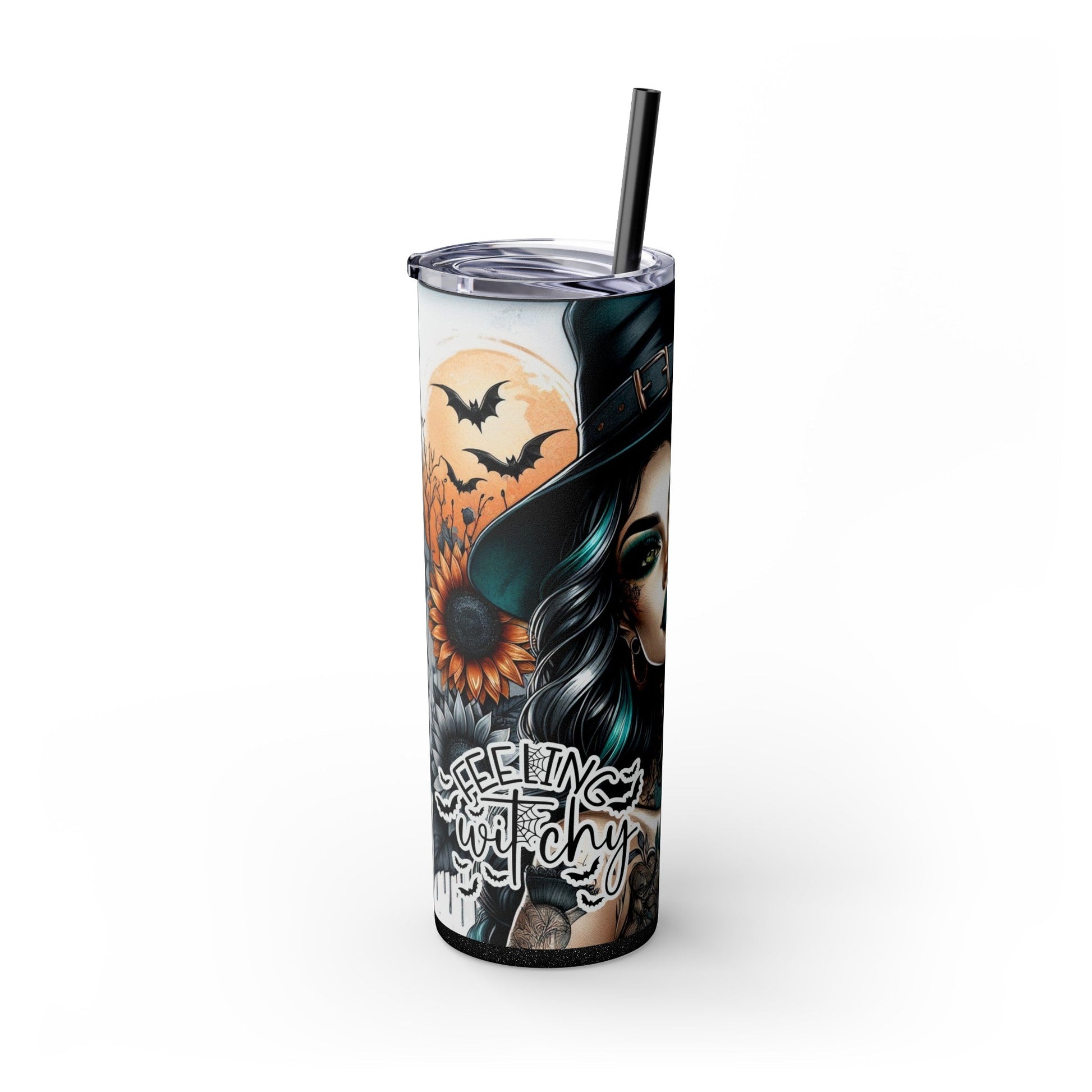 Feeling Witchy Sunflowers Skinny Tumbler with Straw, 20oz - Moon & Starr Handcrafted LLC