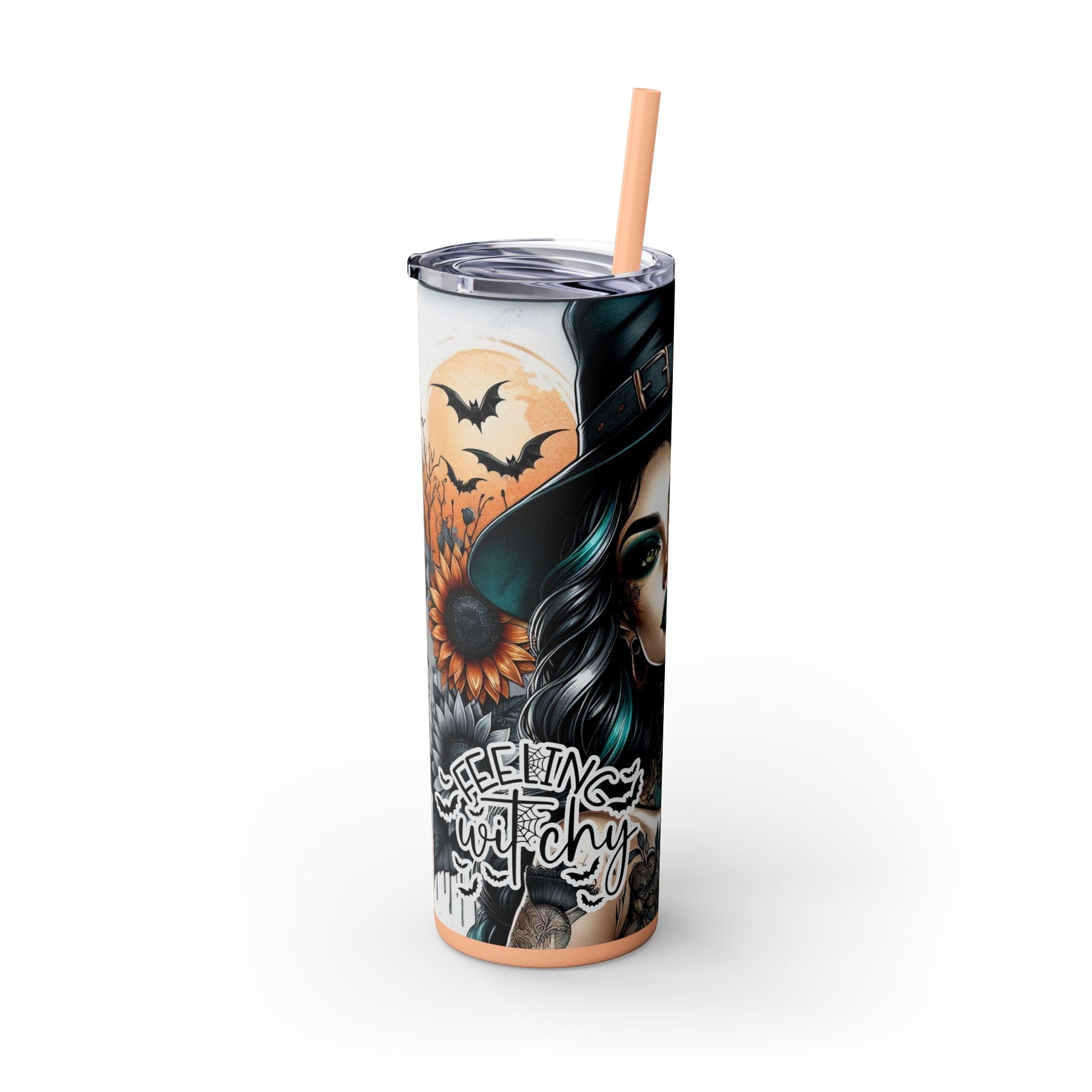 Feeling Witchy Sunflowers Skinny Tumbler with Straw, 20oz - Moon & Starr Handcrafted LLC