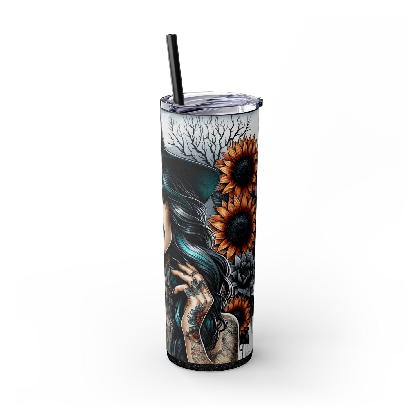 Feeling Witchy Sunflowers Skinny Tumbler with Straw, 20oz - Moon & Starr Handcrafted LLC